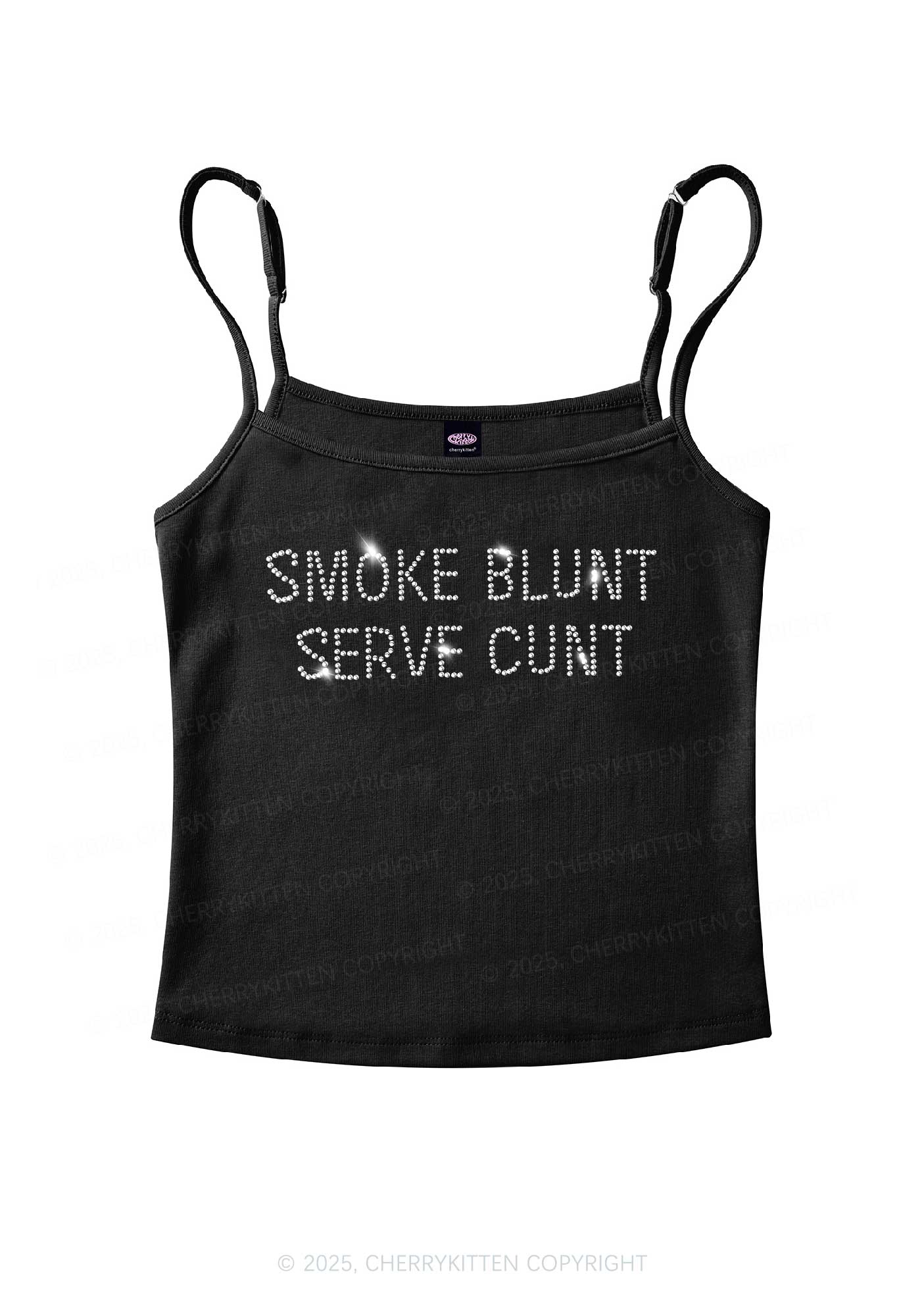 Rhinestone Smoke Blunt Y2K Spaghetti Strap Cami Cherrykitten - Image 3