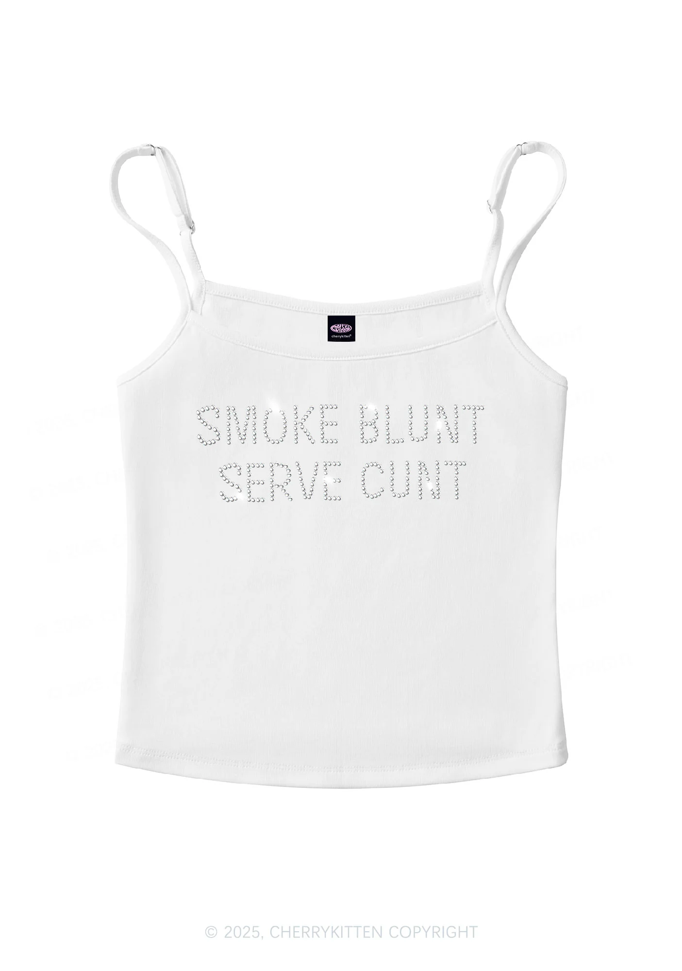 Rhinestone Smoke Blunt Y2K Spaghetti Strap Cami Cherrykitten - Image 4