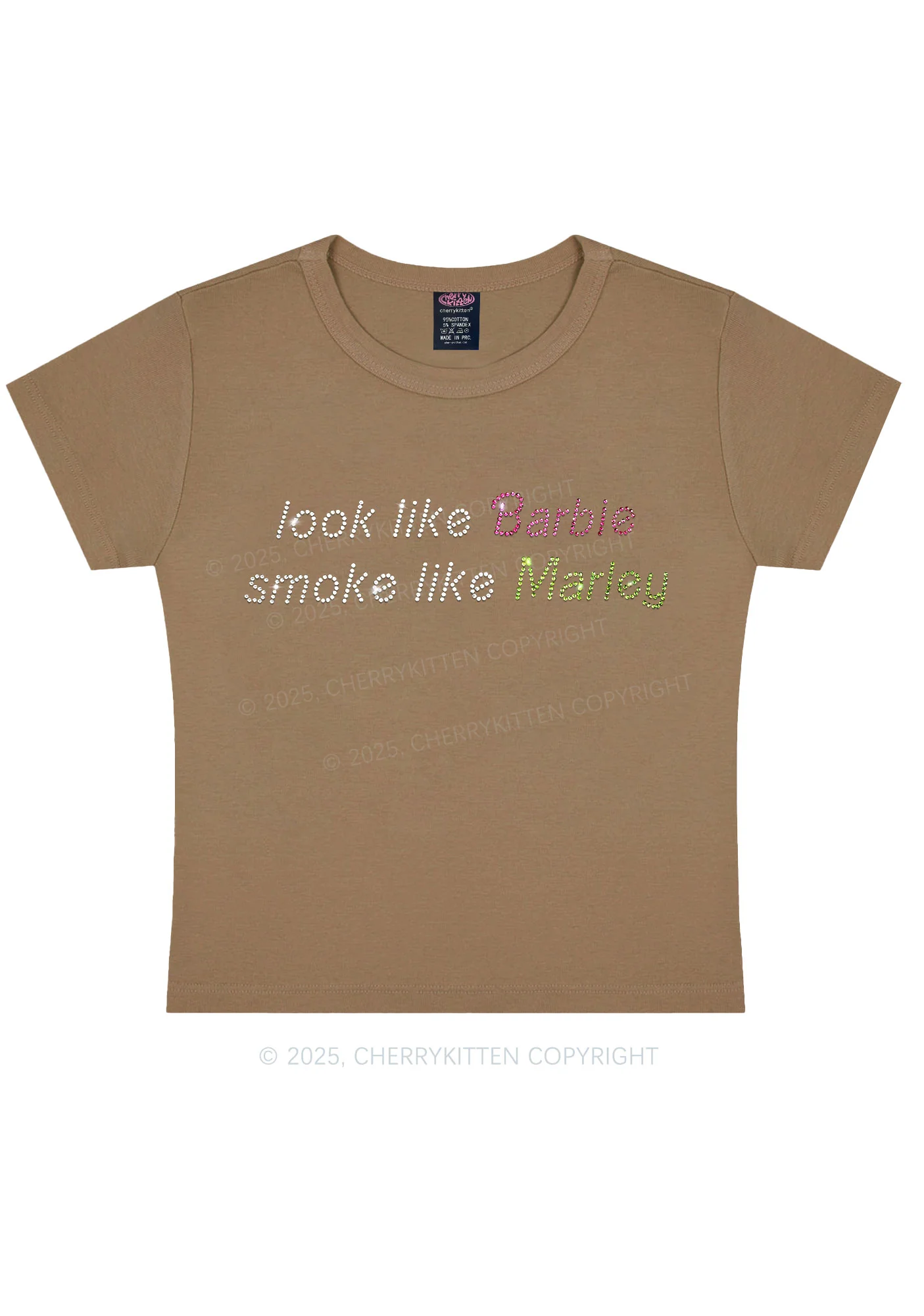 Rhinestone Smoke Like Marley Y2K Baby Tee Cherrykitten - Image 10