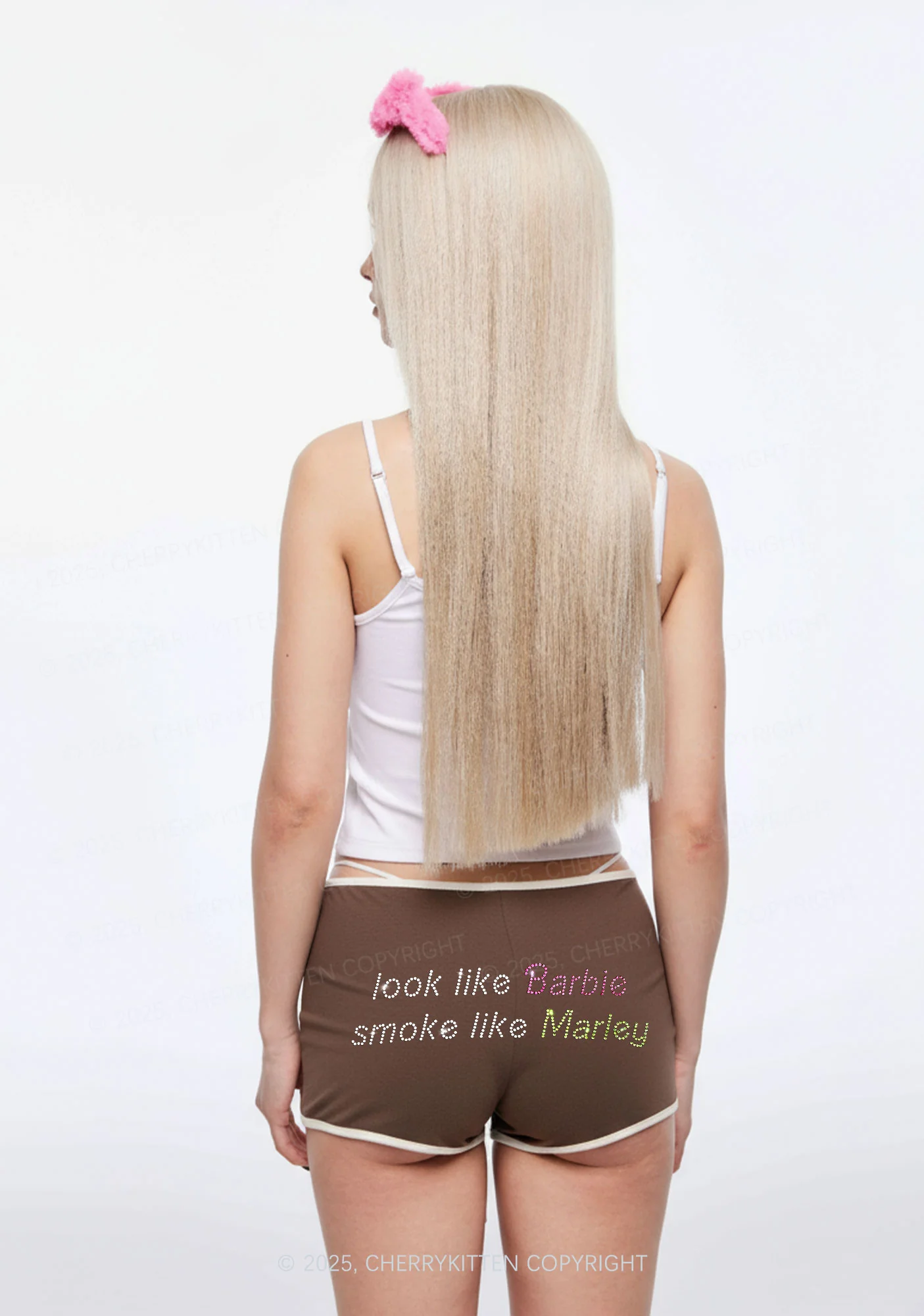 Rhinestone Smoke Like Marley Y2K Booty Shorts Cherrykitten - Image 2