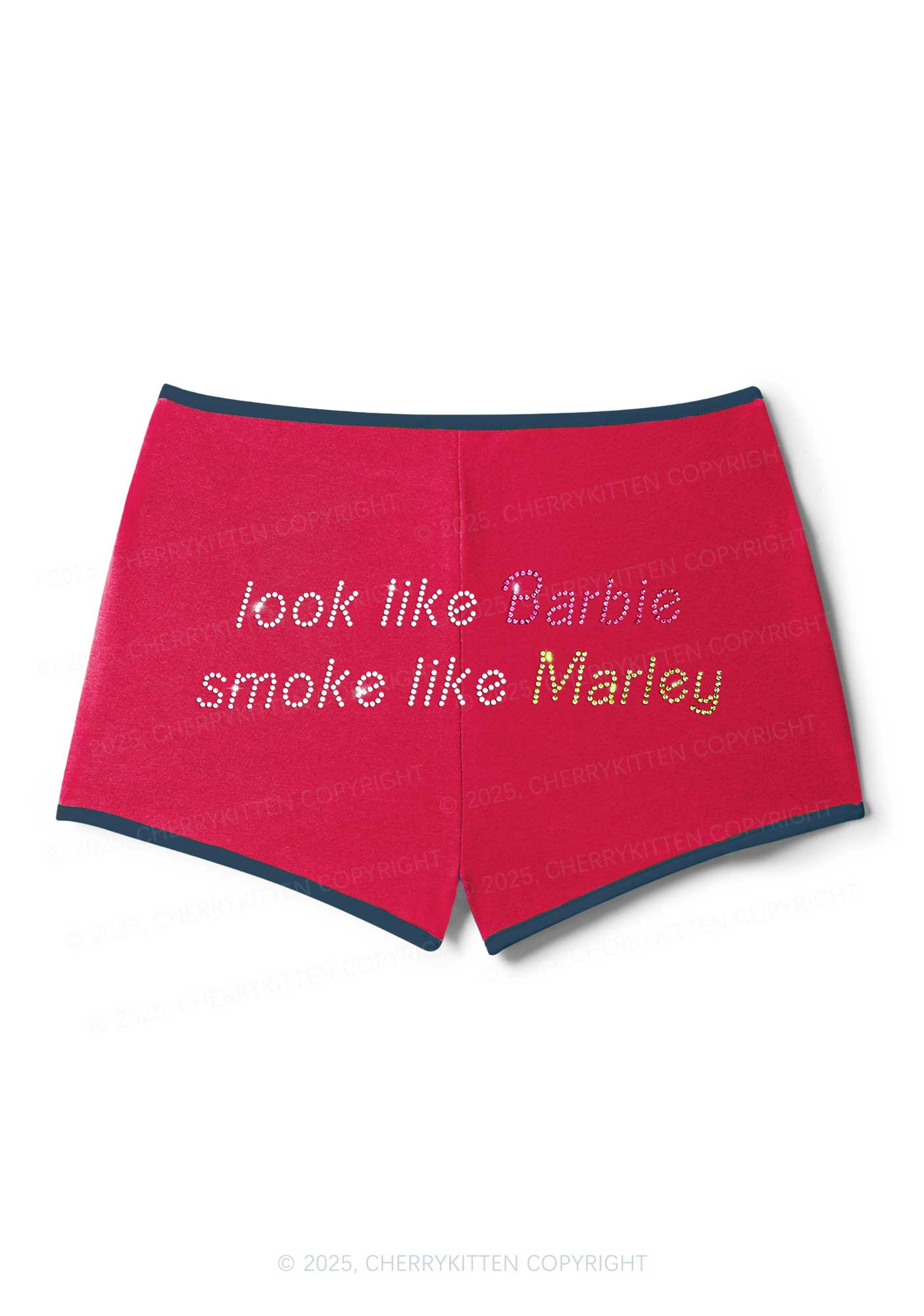 Rhinestone Smoke Like Marley Y2K Booty Shorts Cherrykitten - Image 3