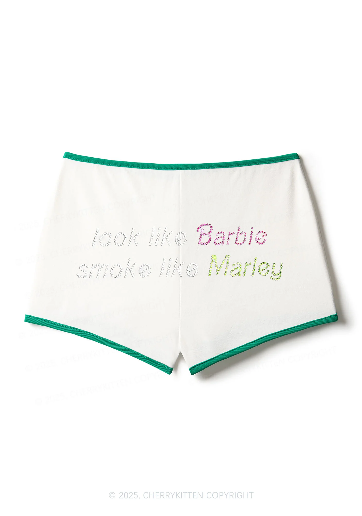 Rhinestone Smoke Like Marley Y2K Booty Shorts Cherrykitten - Image 5