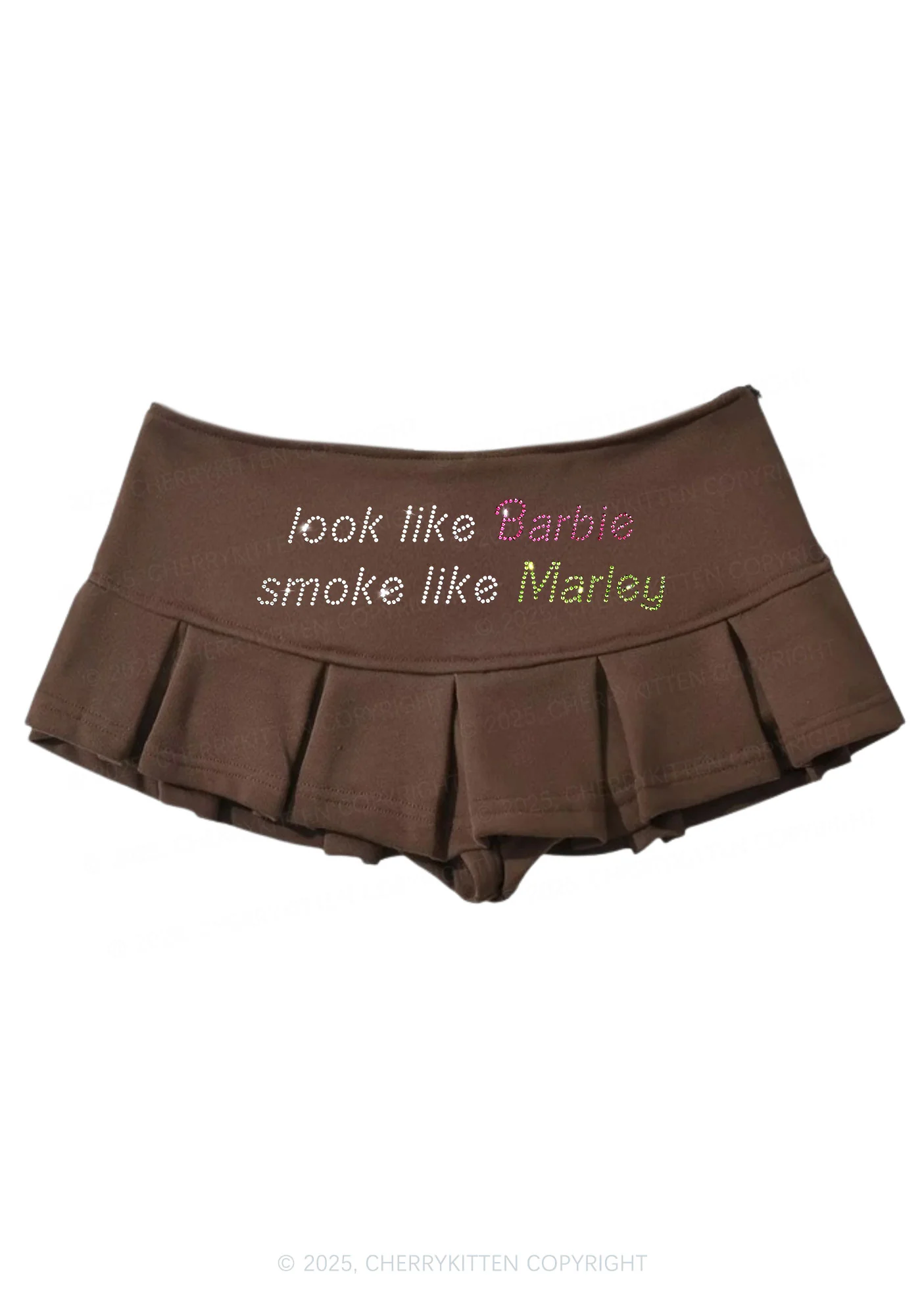 Rhinestone Smoke Like Marley Y2K Mini Pleated Skirts Cherrykitten - Image 3