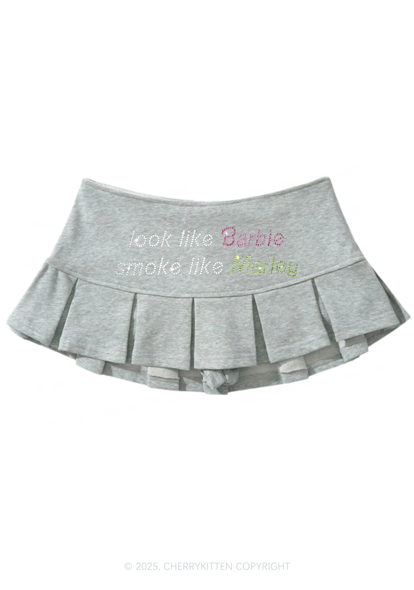 Rhinestone Smoke Like Marley Y2K Mini Pleated Skirts Cherrykitten - Image 4