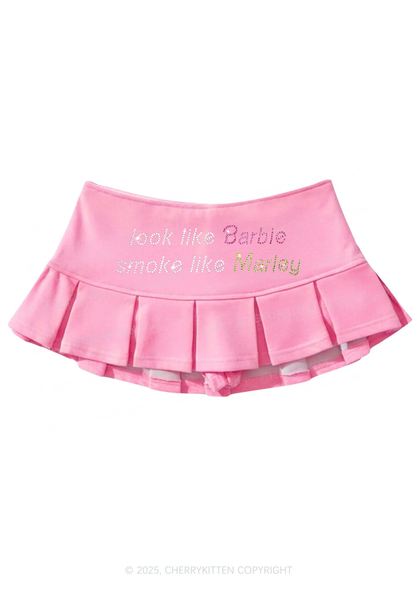 Rhinestone Smoke Like Marley Y2K Mini Pleated Skirts Cherrykitten - Image 5