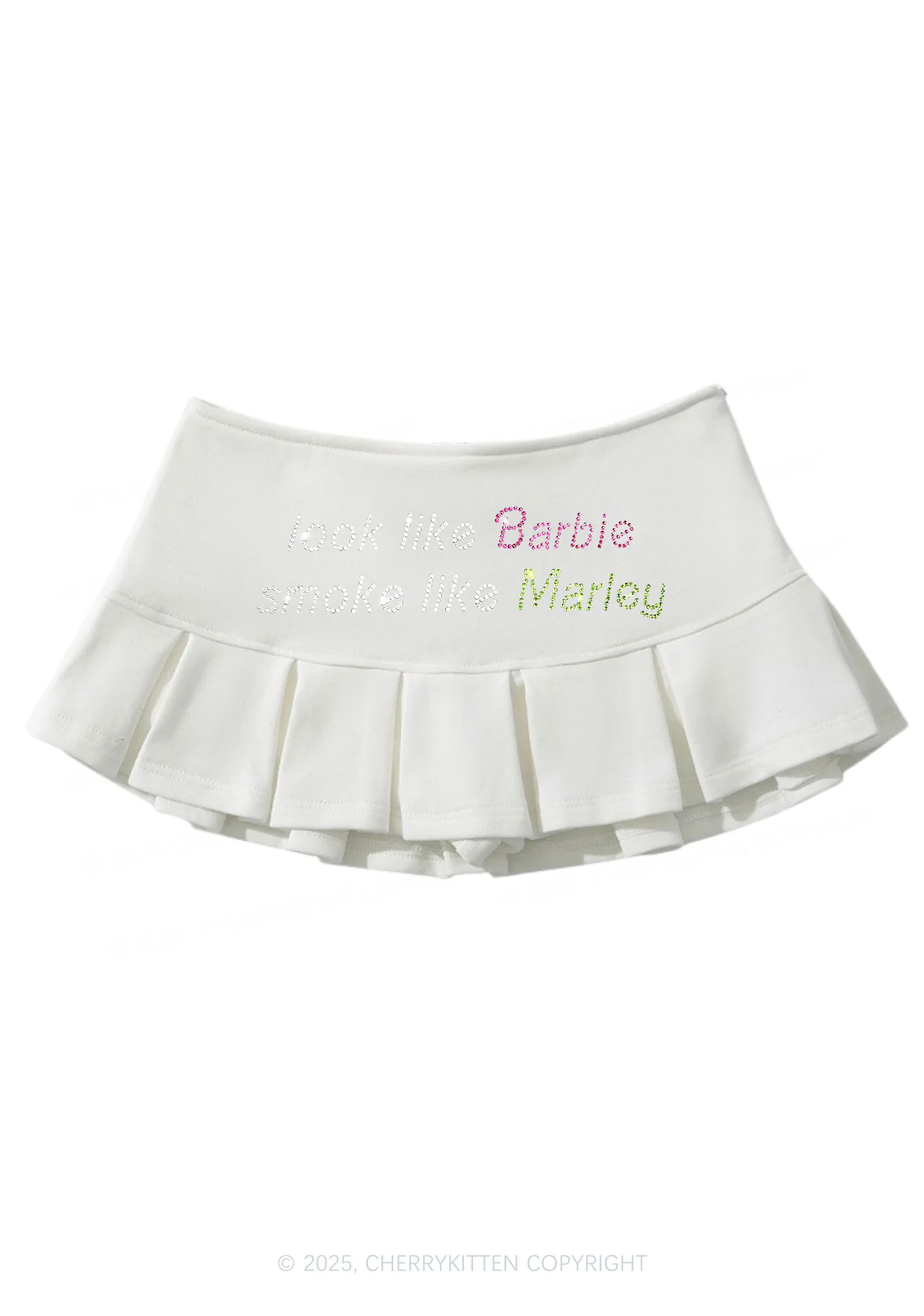 Rhinestone Smoke Like Marley Y2K Mini Pleated Skirts Cherrykitten - Image 6