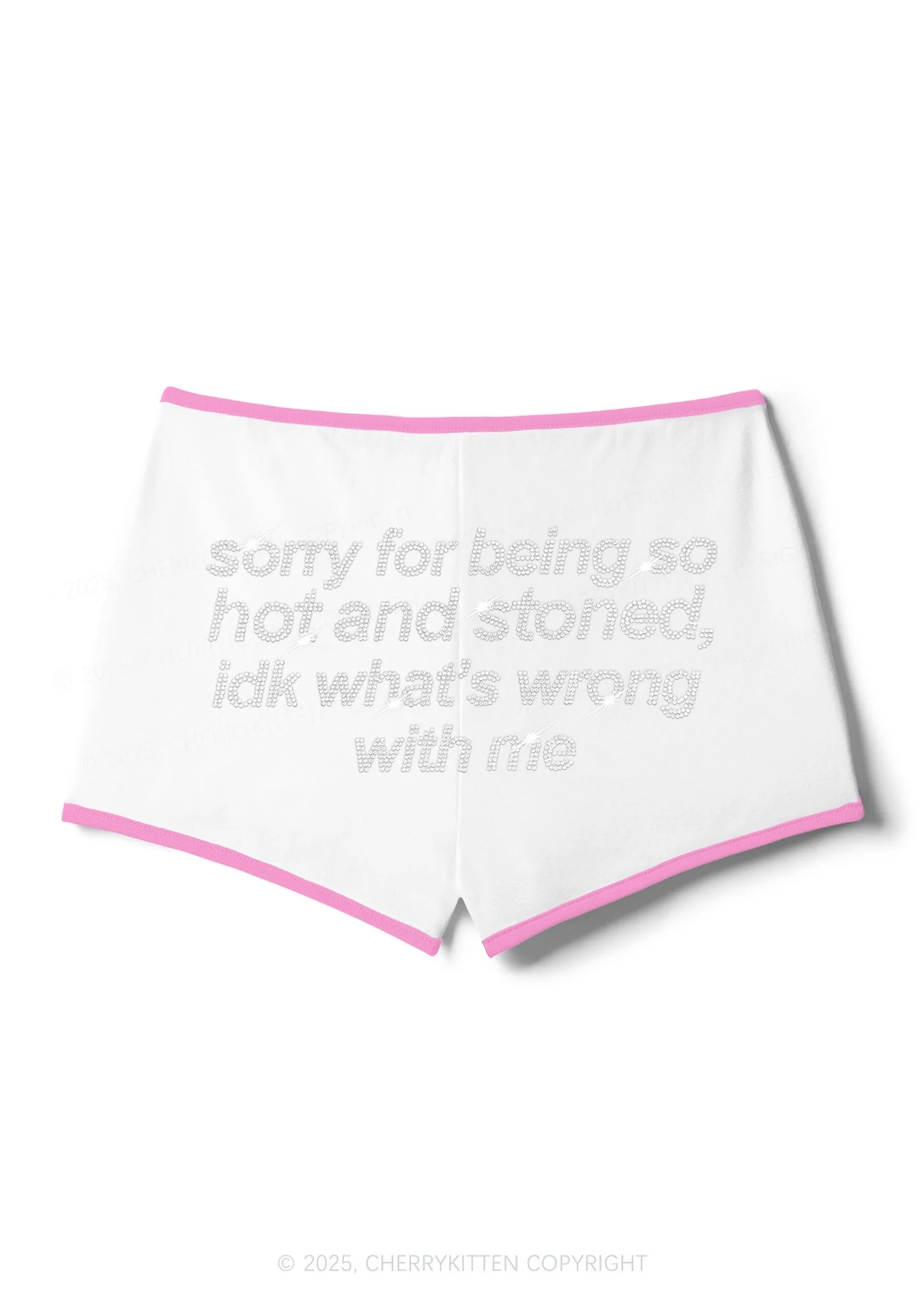 Rhinestone Sorry For Being Hot And Stoned Y2K Booty Shorts Cherrykitten - Image 9
