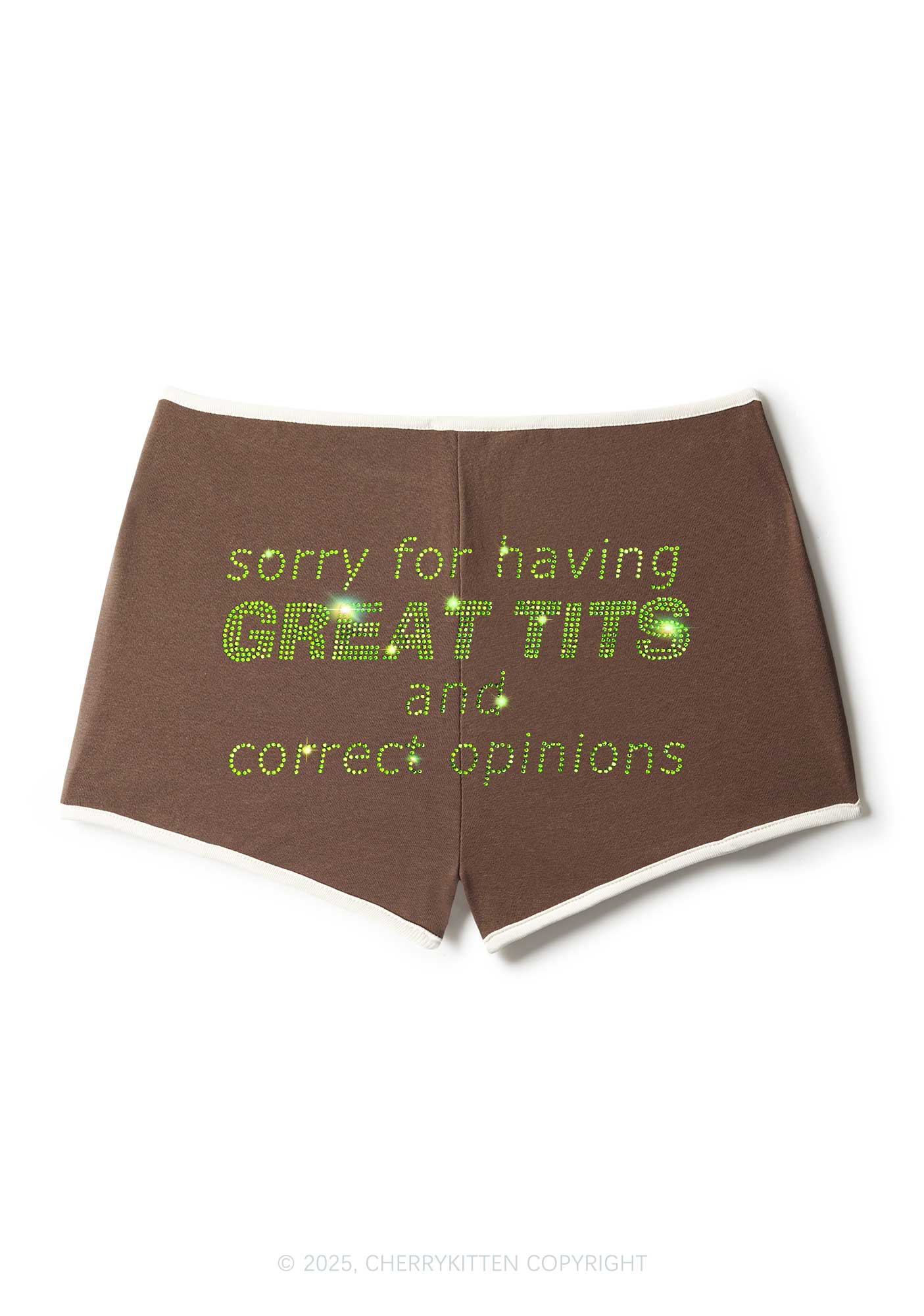 Rhinestone Sorry For Having Correct Opinions Y2K Booty Shorts Cherrykitten - Image 3