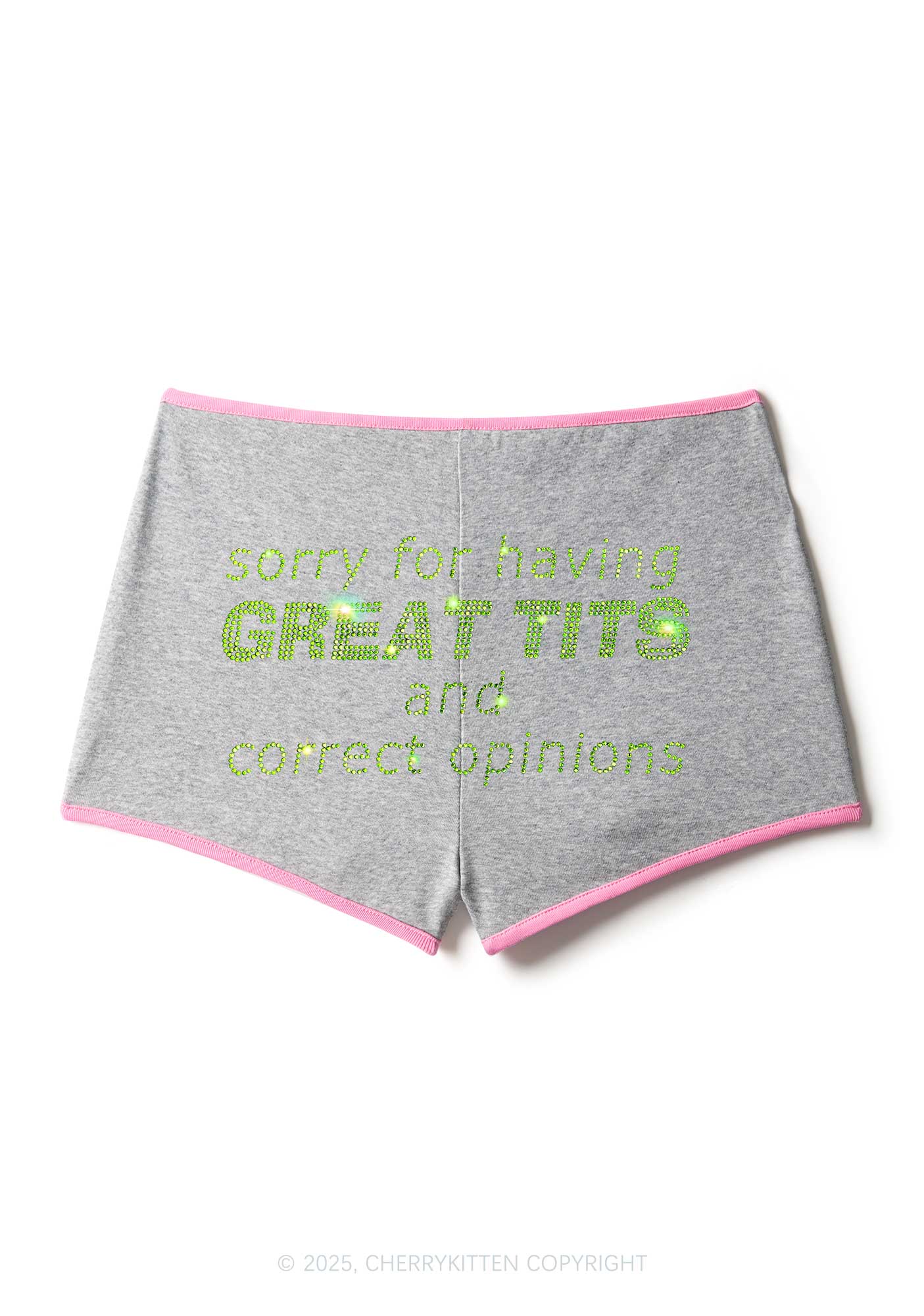 Rhinestone Sorry For Having Correct Opinions Y2K Booty Shorts Cherrykitten - Image 5