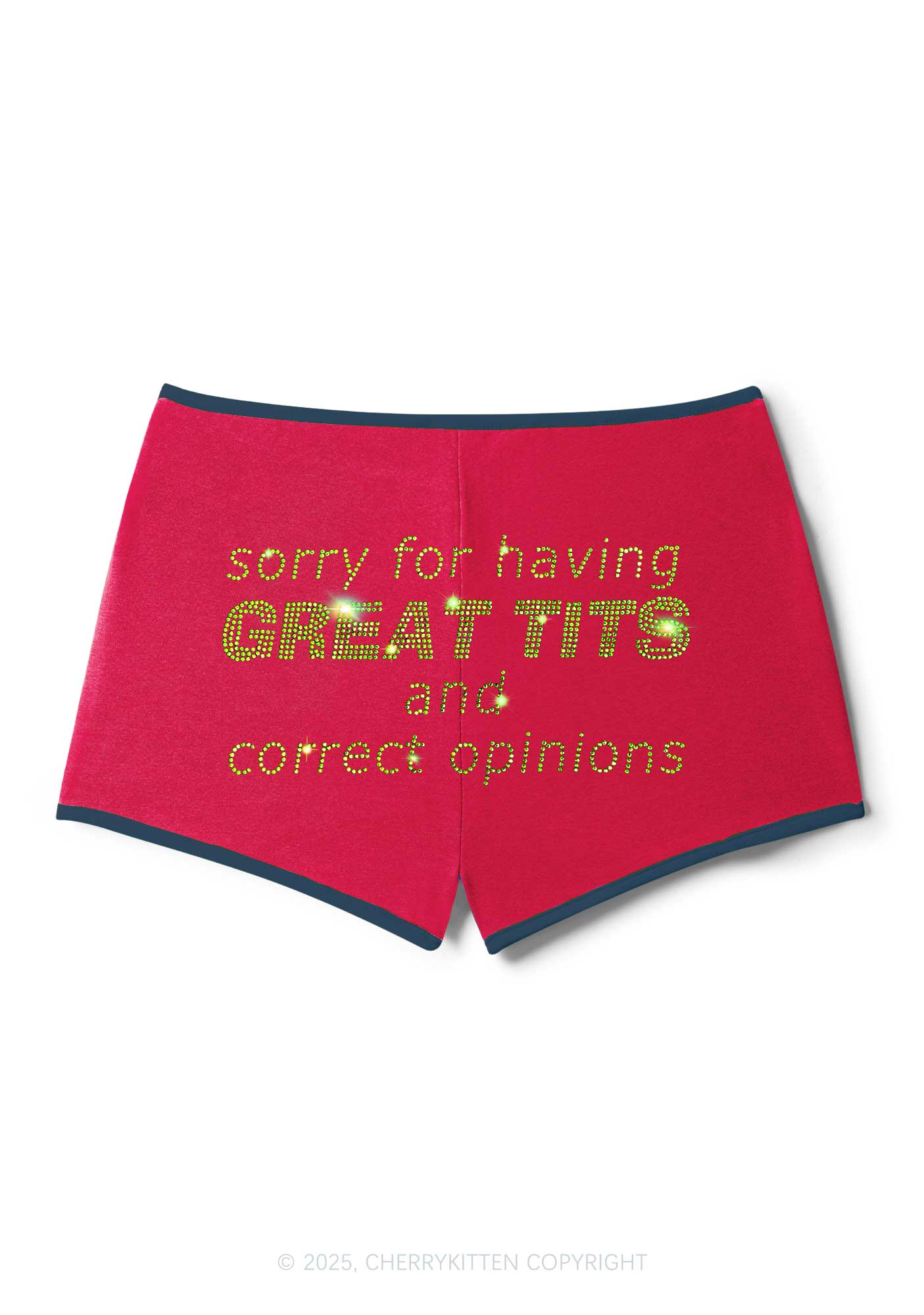 Rhinestone Sorry For Having Correct Opinions Y2K Booty Shorts Cherrykitten - Image 6