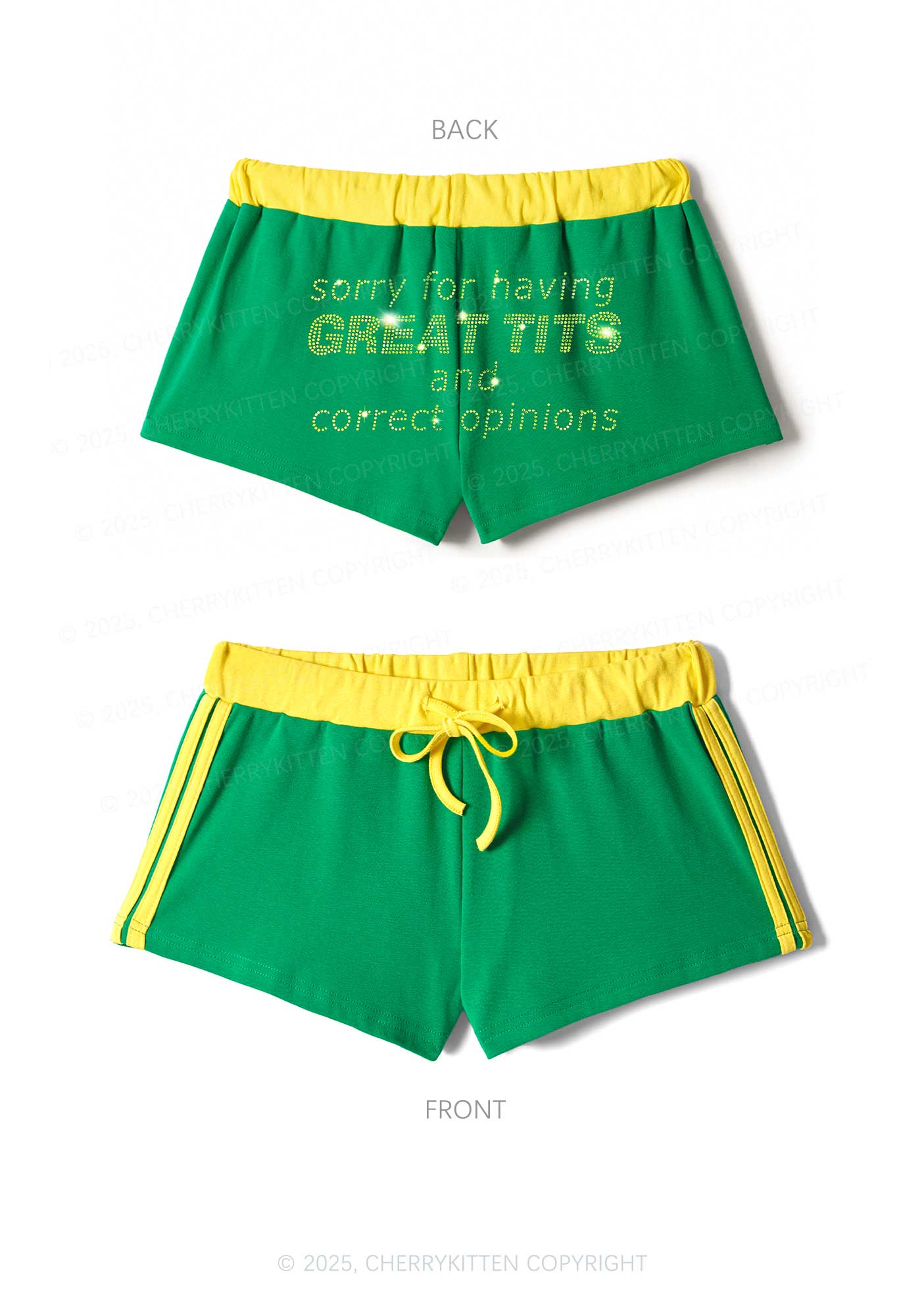Rhinestone Sorry For Having Correct Opinions Y2K Drawstring Mini Shorts Cherrykitten - Image 6