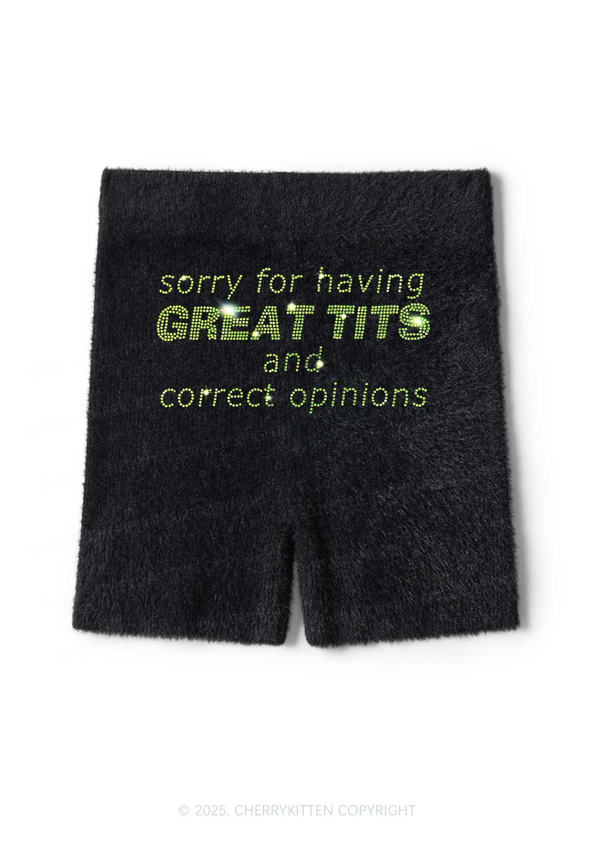 Rhinestone Sorry For Having Correct Opinions Y2K Fluffy Shorts Cherrykitten - Image 2