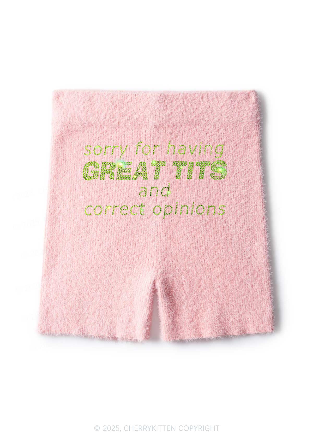 Rhinestone Sorry For Having Correct Opinions Y2K Fluffy Shorts Cherrykitten - Image 3
