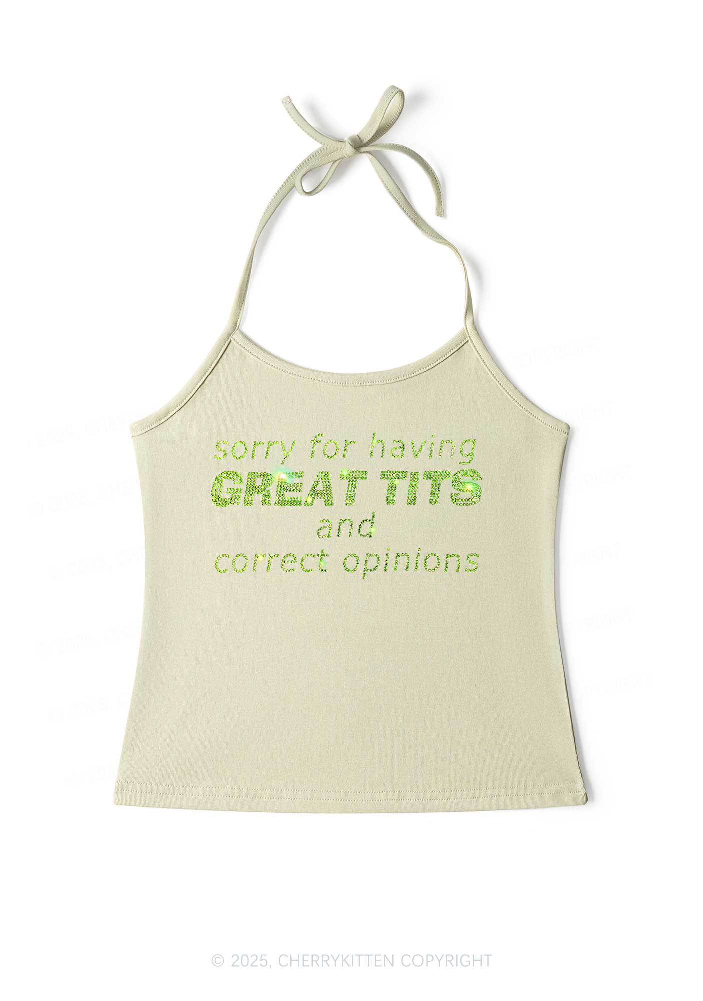 Rhinestone Sorry For Having Correct Opinions Y2K Halter Neck Cami Cherrykitten - Image 5