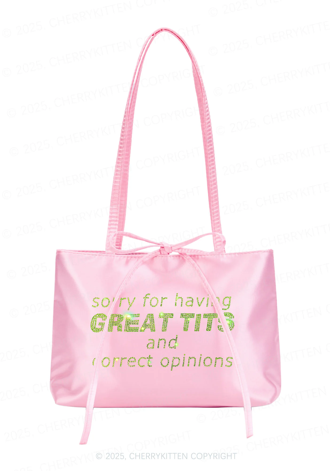 Rhinestone Sorry For Having Correct Opinions Y2K Satin Bags Cherrykitten - Image 2