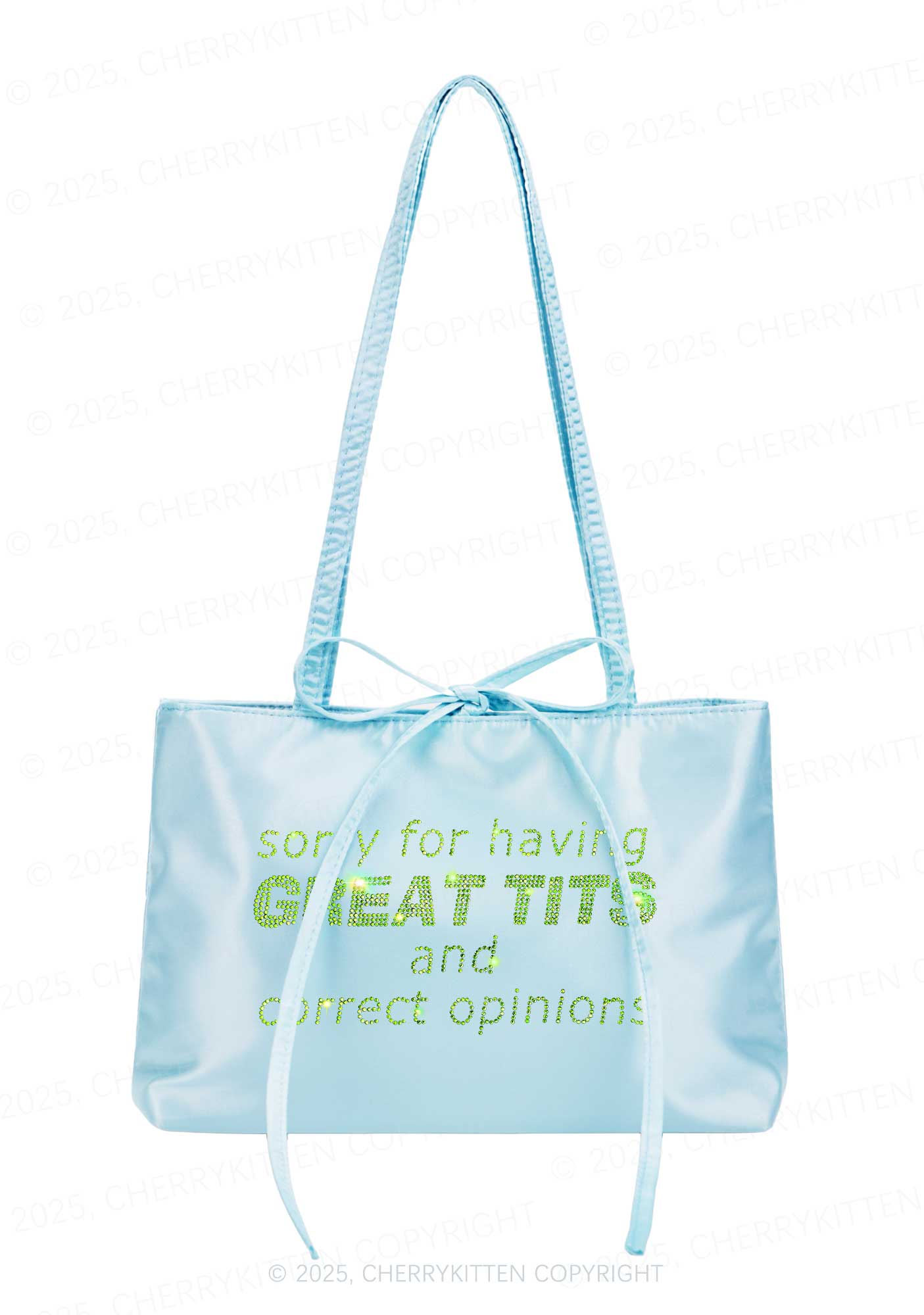 Rhinestone Sorry For Having Correct Opinions Y2K Satin Bags Cherrykitten - Image 3