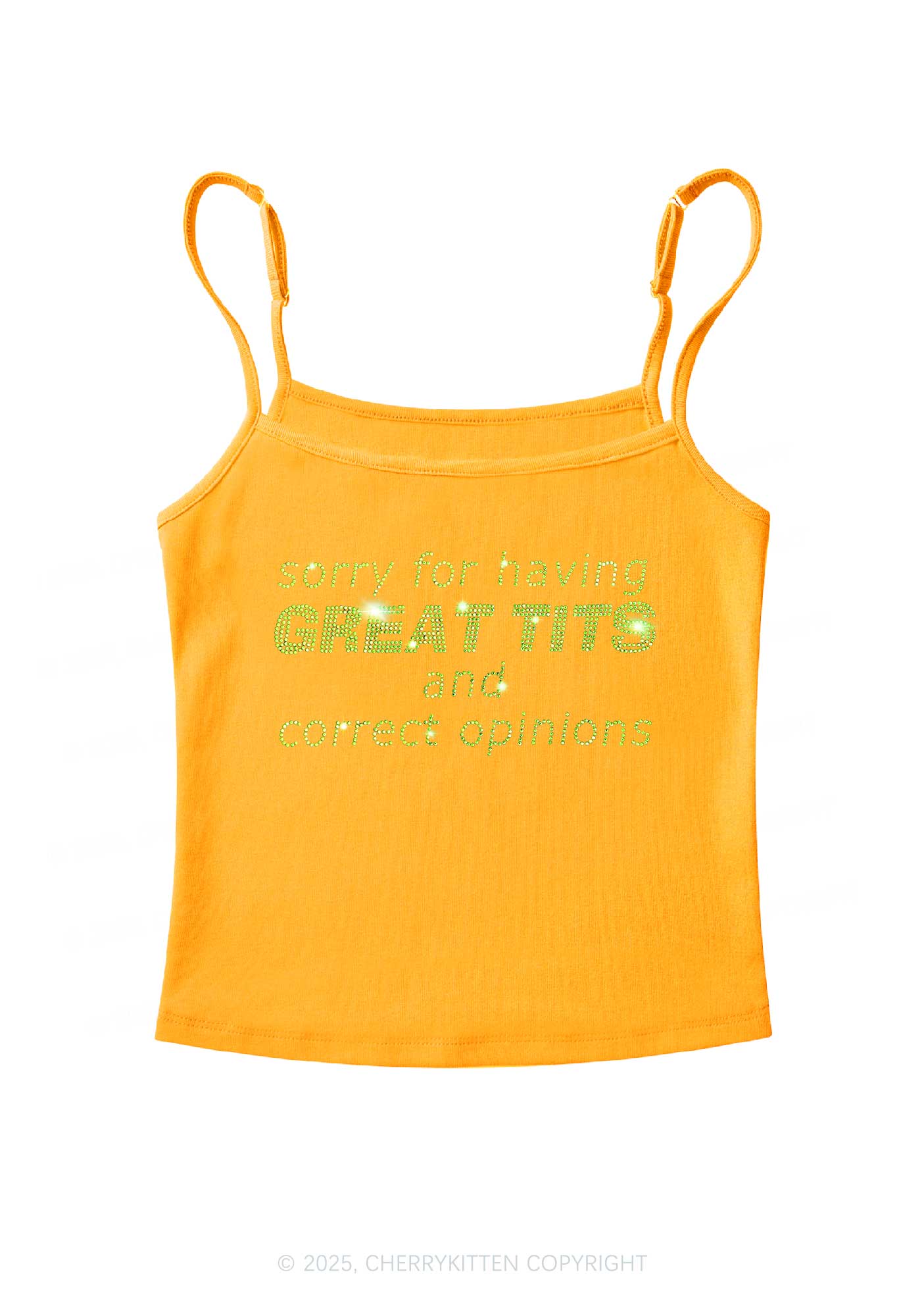 Rhinestone Sorry For Having Correct Opinions Y2K Spaghetti Strap Cami Cherrykitten - Image 6