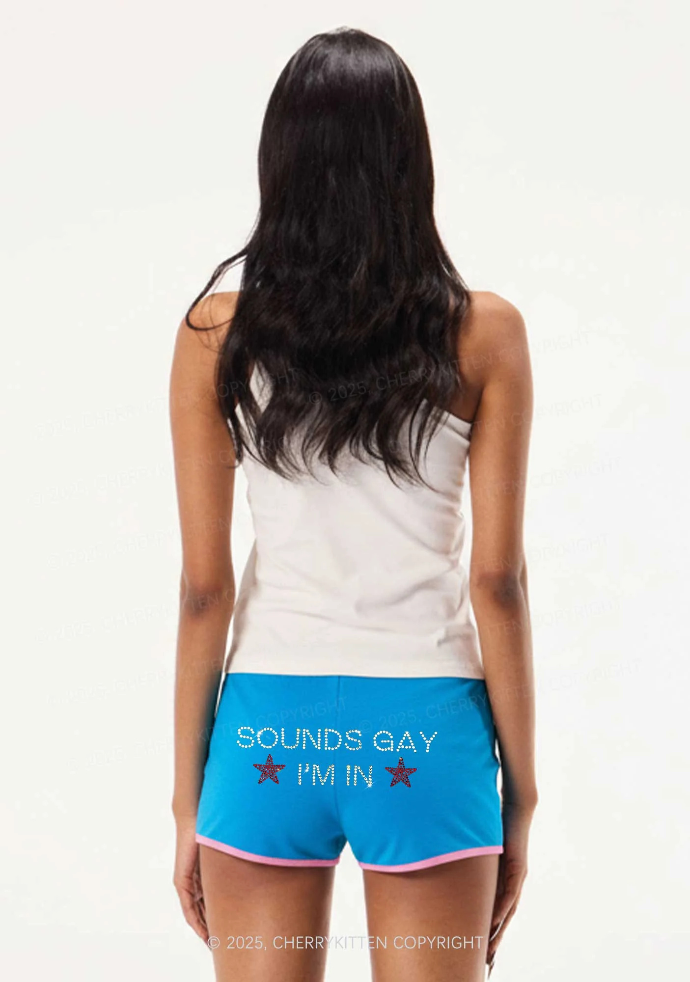 Rhinestone Sounds Gay Pride Y2K Booty Shorts Cherrykitten - Image 2