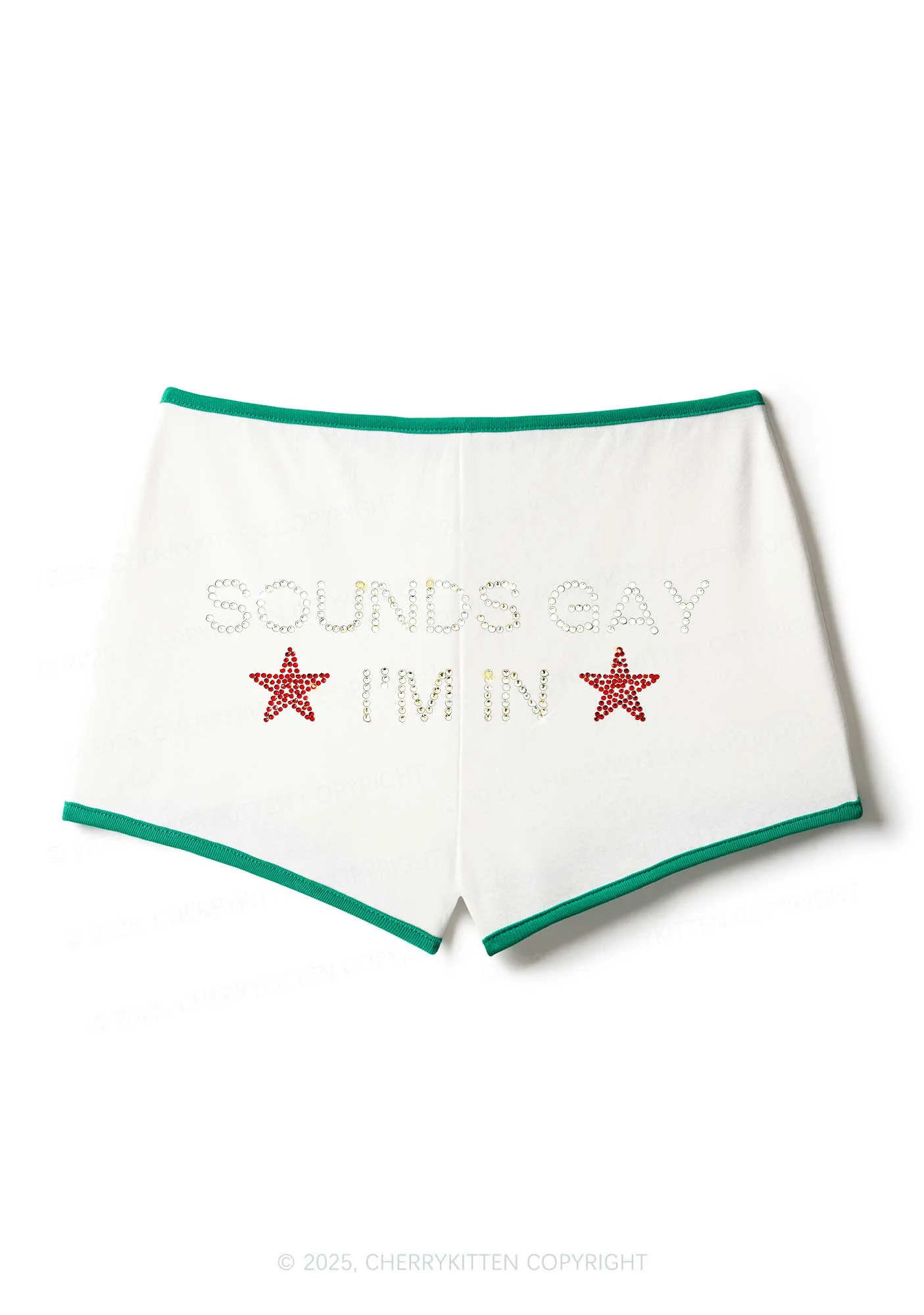 Rhinestone Sounds Gay Pride Y2K Booty Shorts Cherrykitten - Image 5