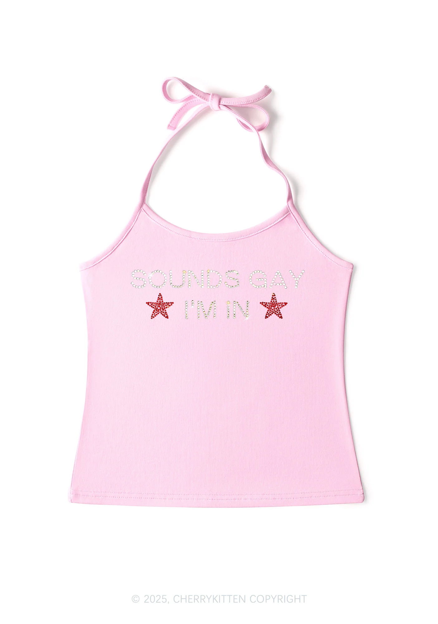 Rhinestone Sounds Gay Pride Y2K Halter Neck Cami Cherrykitten - Image 3