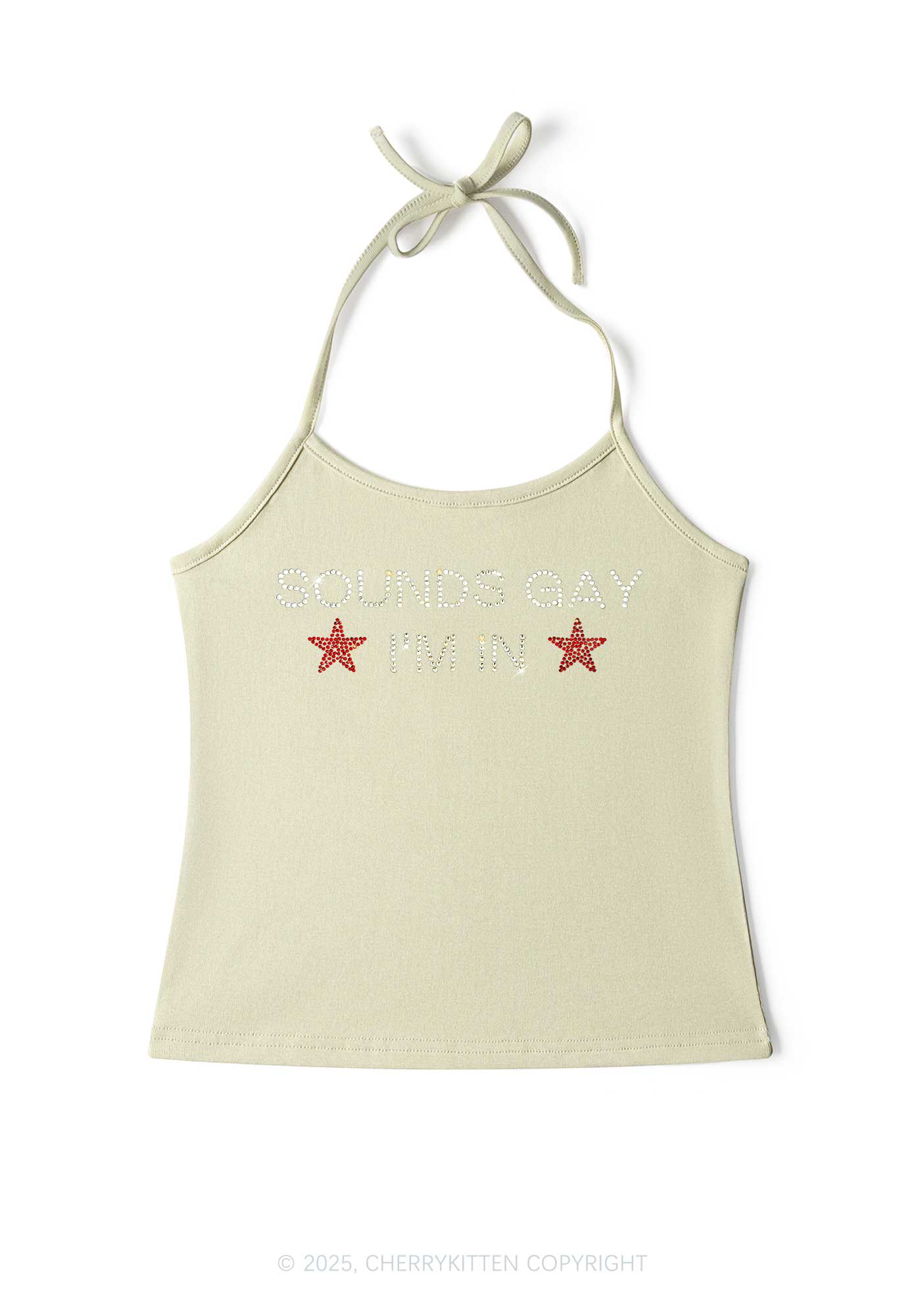 Rhinestone Sounds Gay Pride Y2K Halter Neck Cami Cherrykitten - Image 6