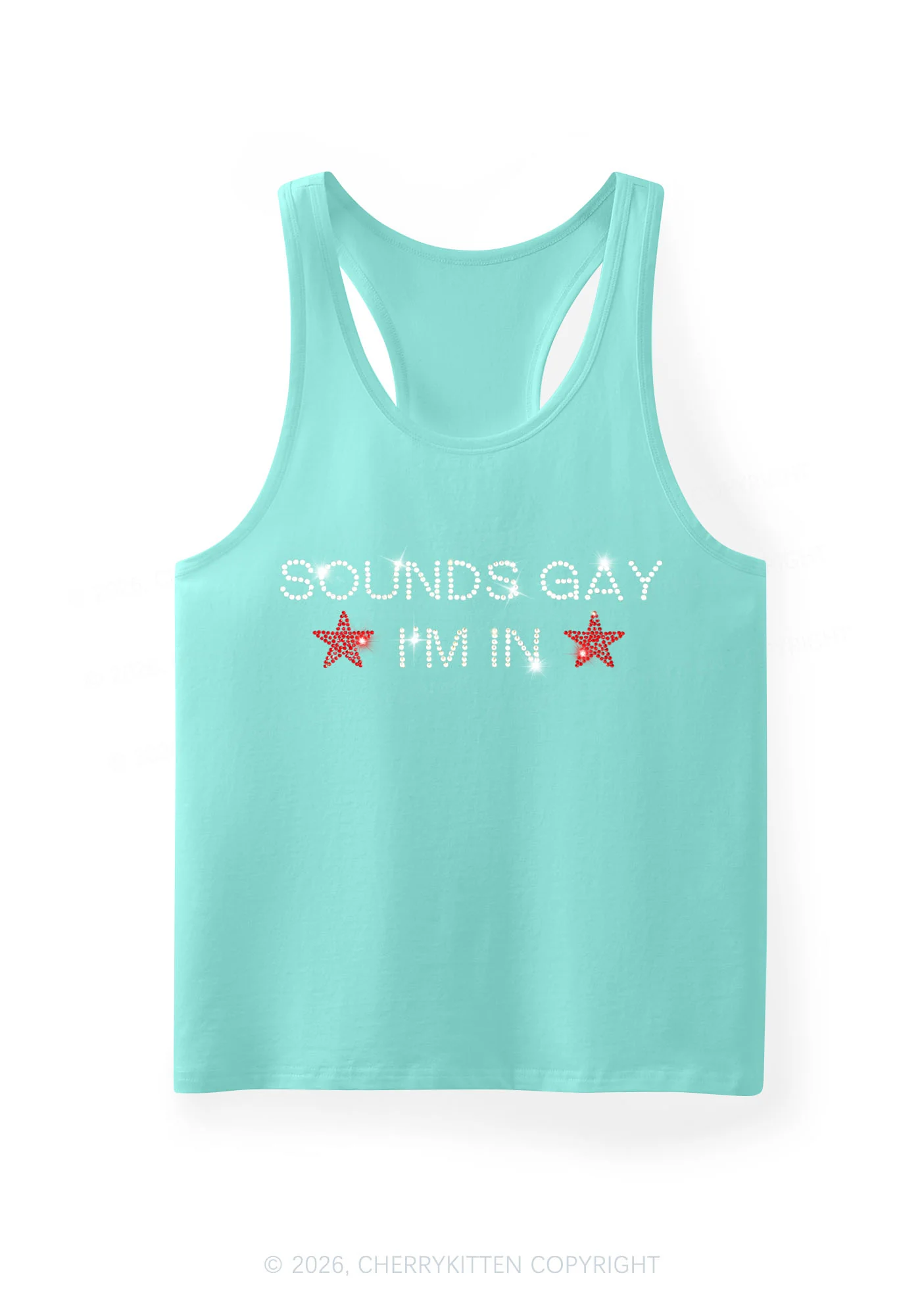 Rhinestone Sounds Gay Pride Y2K Men Racerback Tank Top Cherrykitten - Image 10