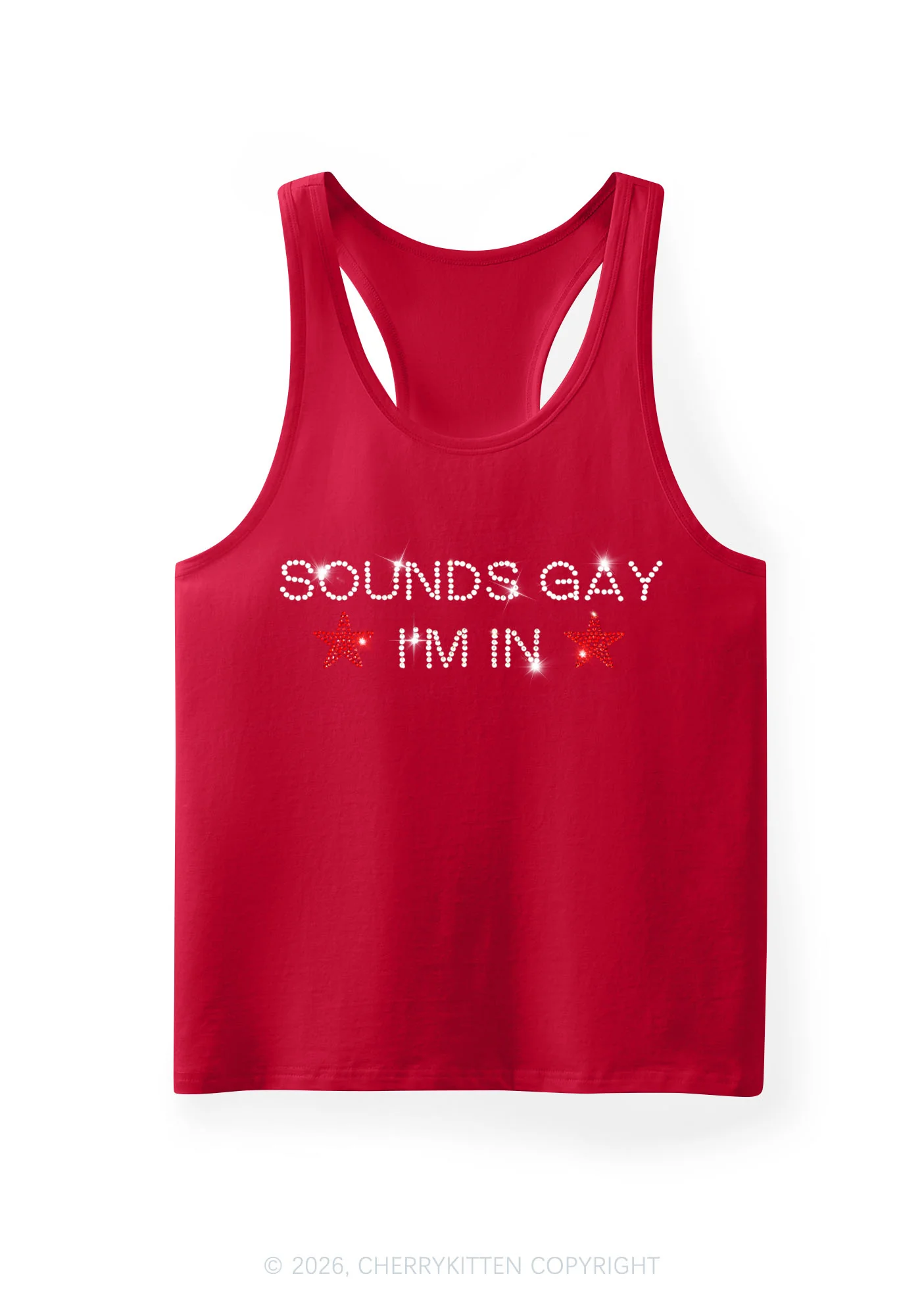 Rhinestone Sounds Gay Pride Y2K Men Racerback Tank Top Cherrykitten - Image 11