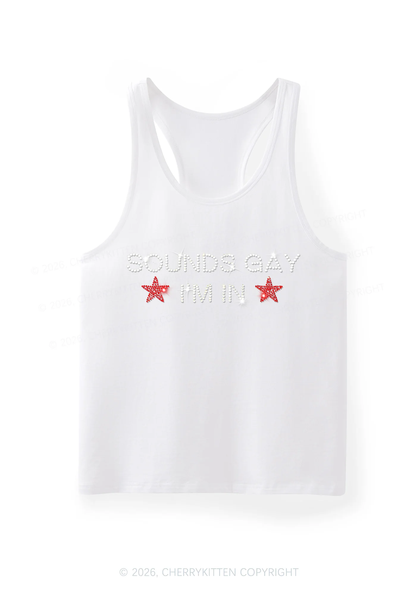 Rhinestone Sounds Gay Pride Y2K Men Racerback Tank Top Cherrykitten - Image 3