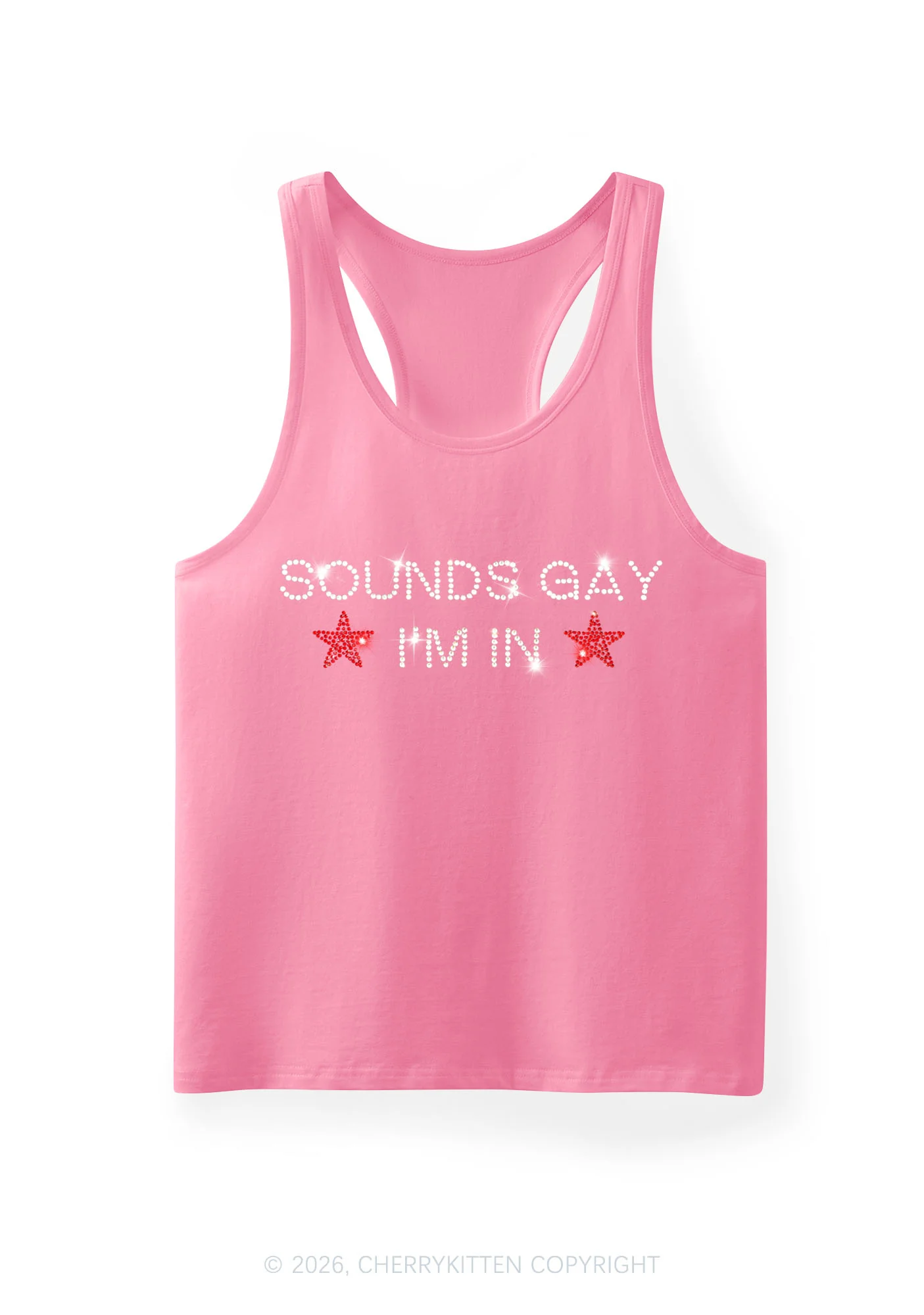Rhinestone Sounds Gay Pride Y2K Men Racerback Tank Top Cherrykitten - Image 5