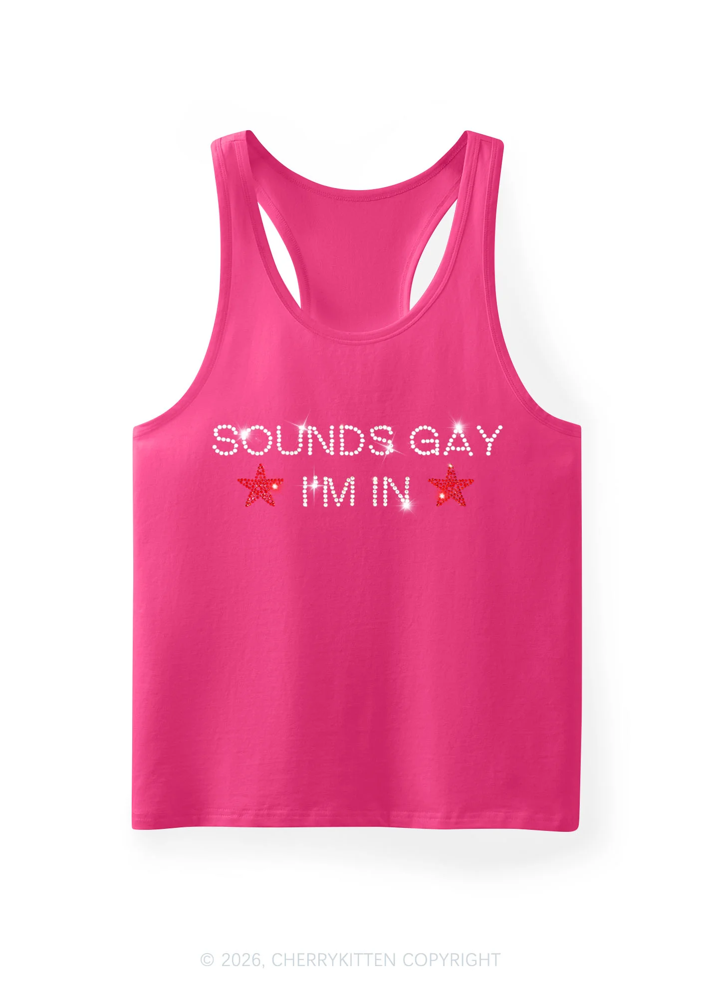 Rhinestone Sounds Gay Pride Y2K Men Racerback Tank Top Cherrykitten - Image 7