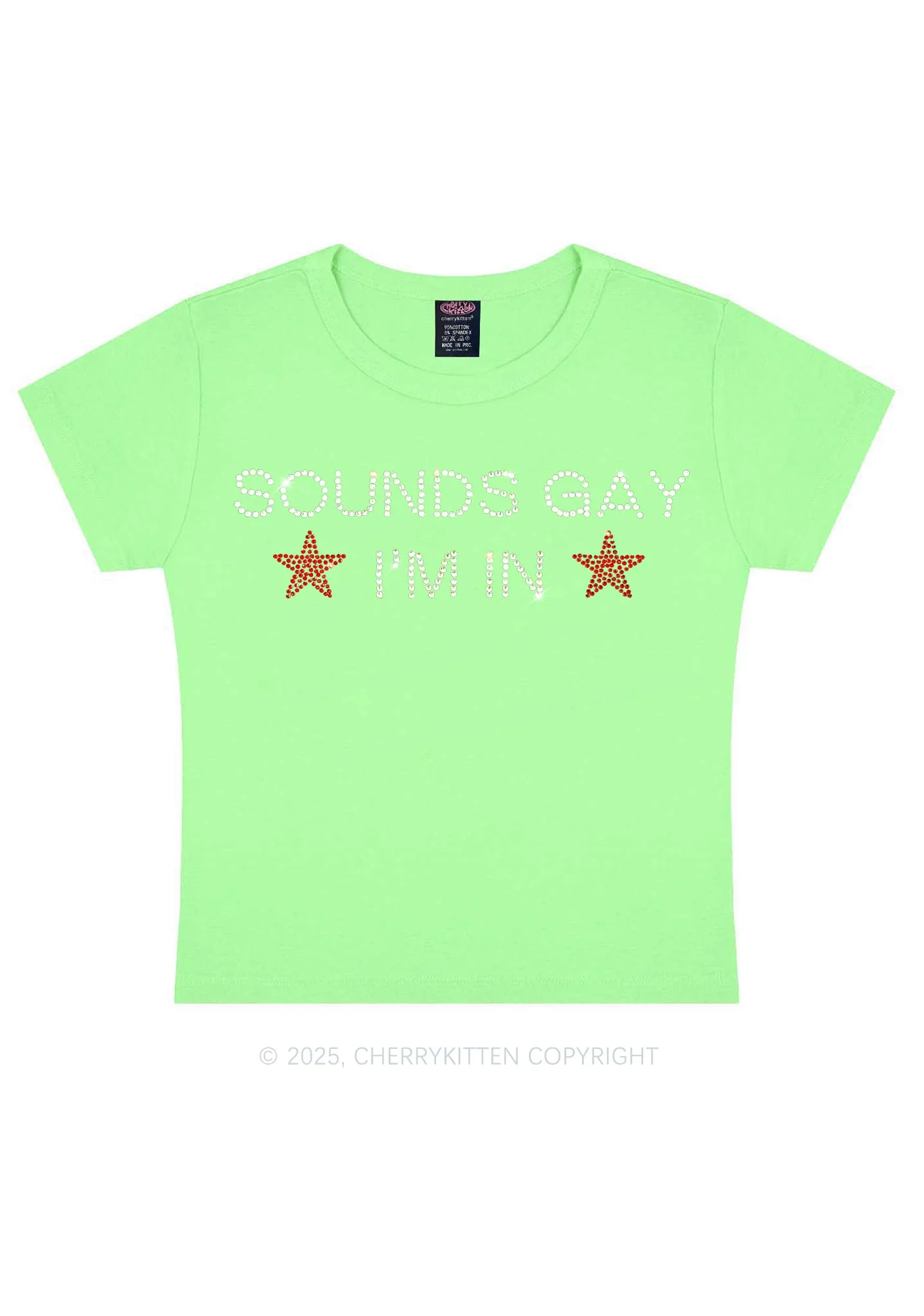 Rhinestone Sounds Gay Pride Y2K Baby Tee Cherrykitten - Image 13