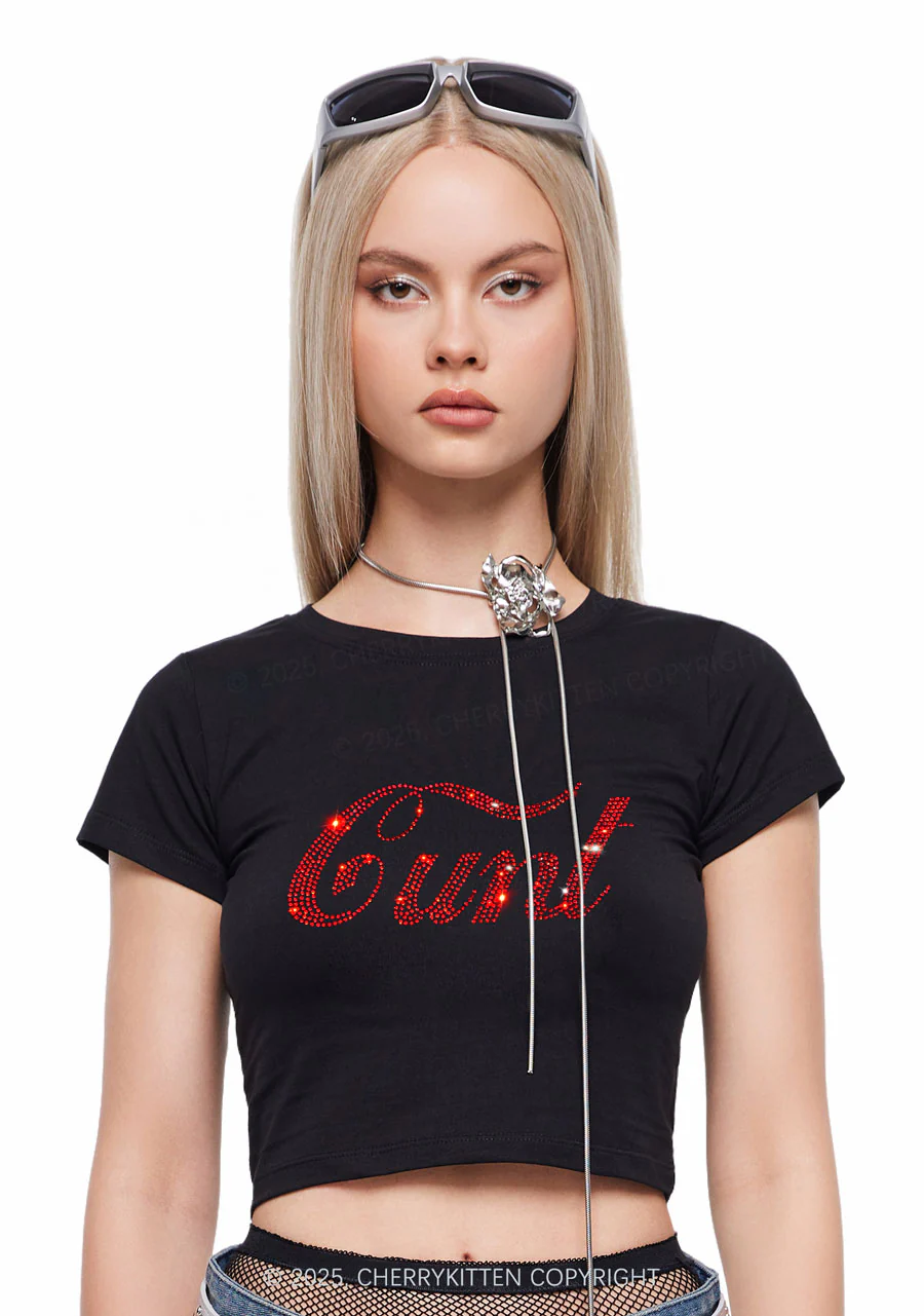 Rhinestone Special Cxxt Y2K Baby Tee Cherrykitten - Image 4