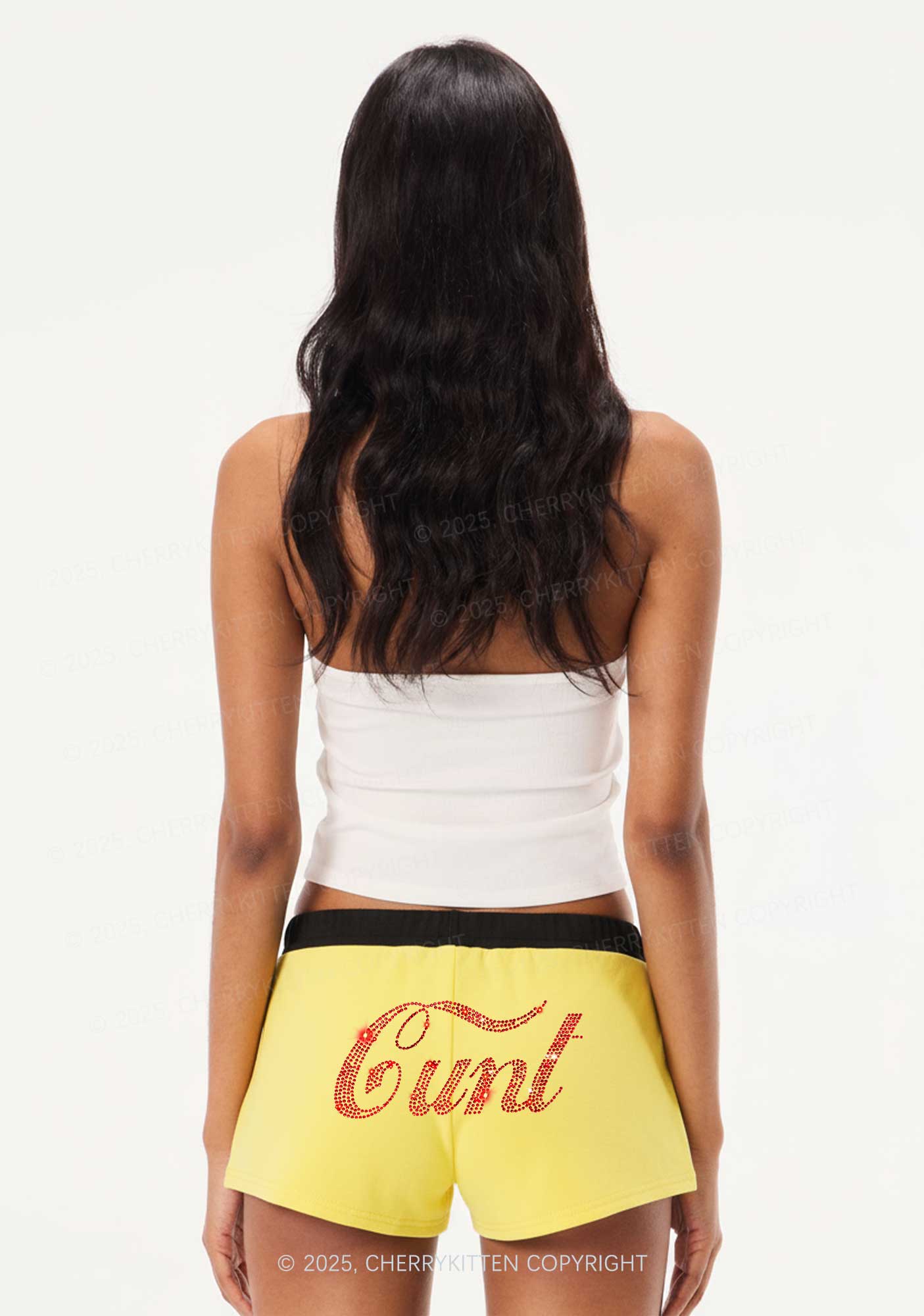 Rhinestone Special Cxxt Y2K Drawstring Mini Shorts Cherrykitten - Image 2