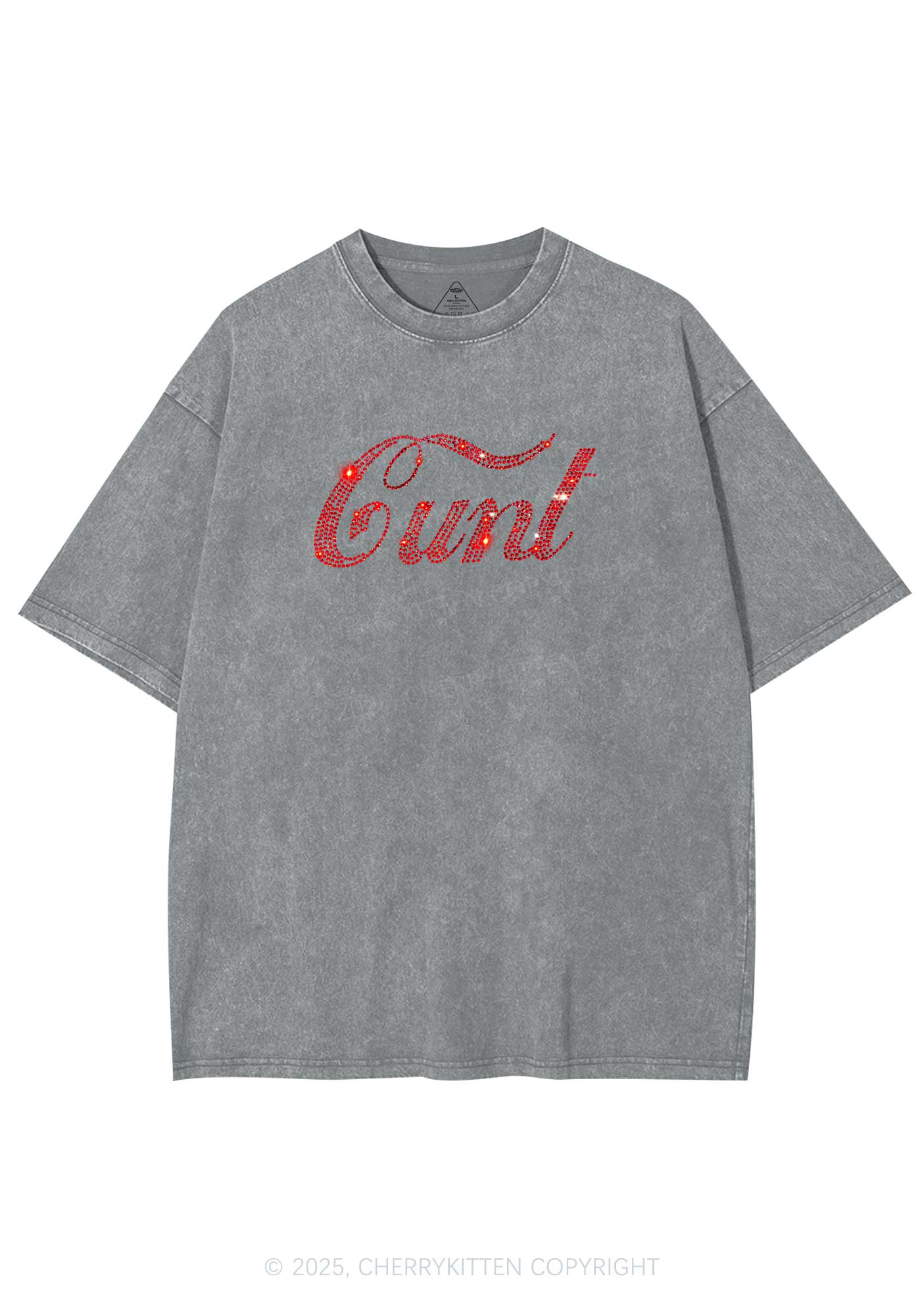 Rhinestone Special Cxxt Y2K Shirts Washed Tee Cherrykitten - Image 5