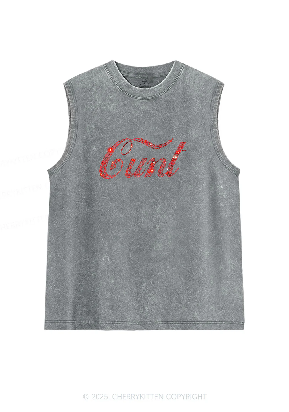 Rhinestone Special Cxxt Y2K Washed Muscle Tank Cherrykitten - Image 4