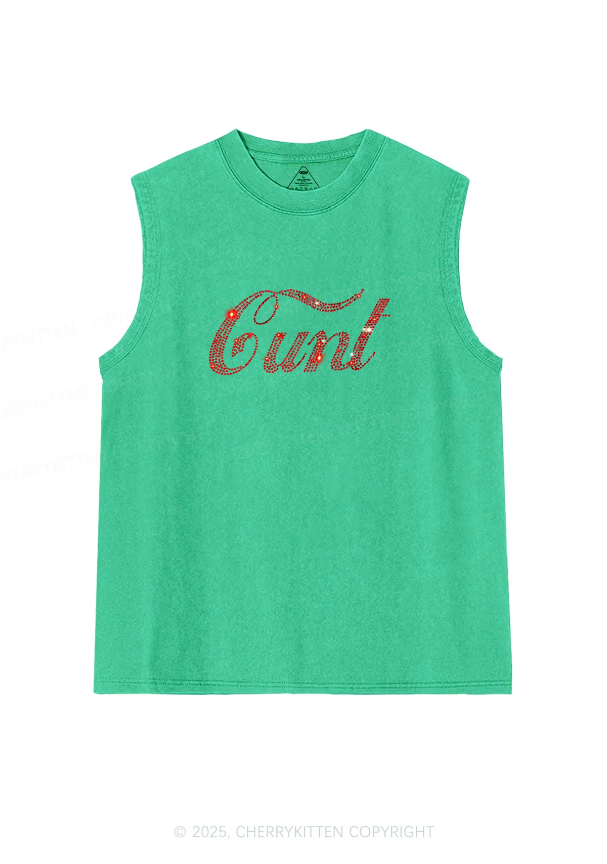 Rhinestone Special Cxxt Y2K Washed Muscle Tank Cherrykitten - Image 6