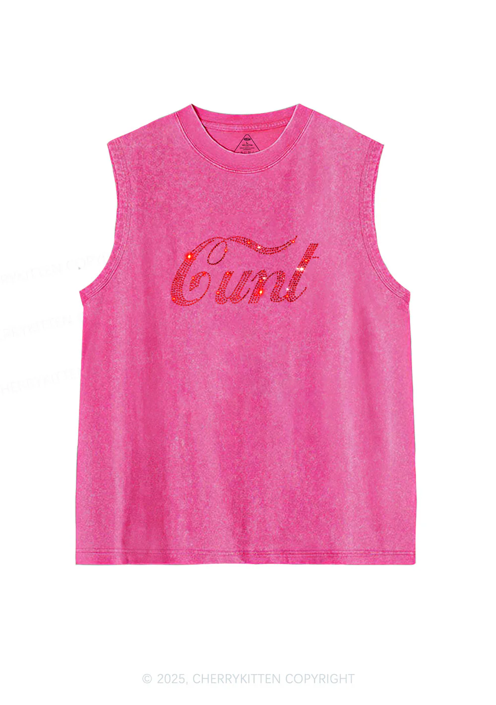 Rhinestone Special Cxxt Y2K Washed Muscle Tank Cherrykitten - Image 7