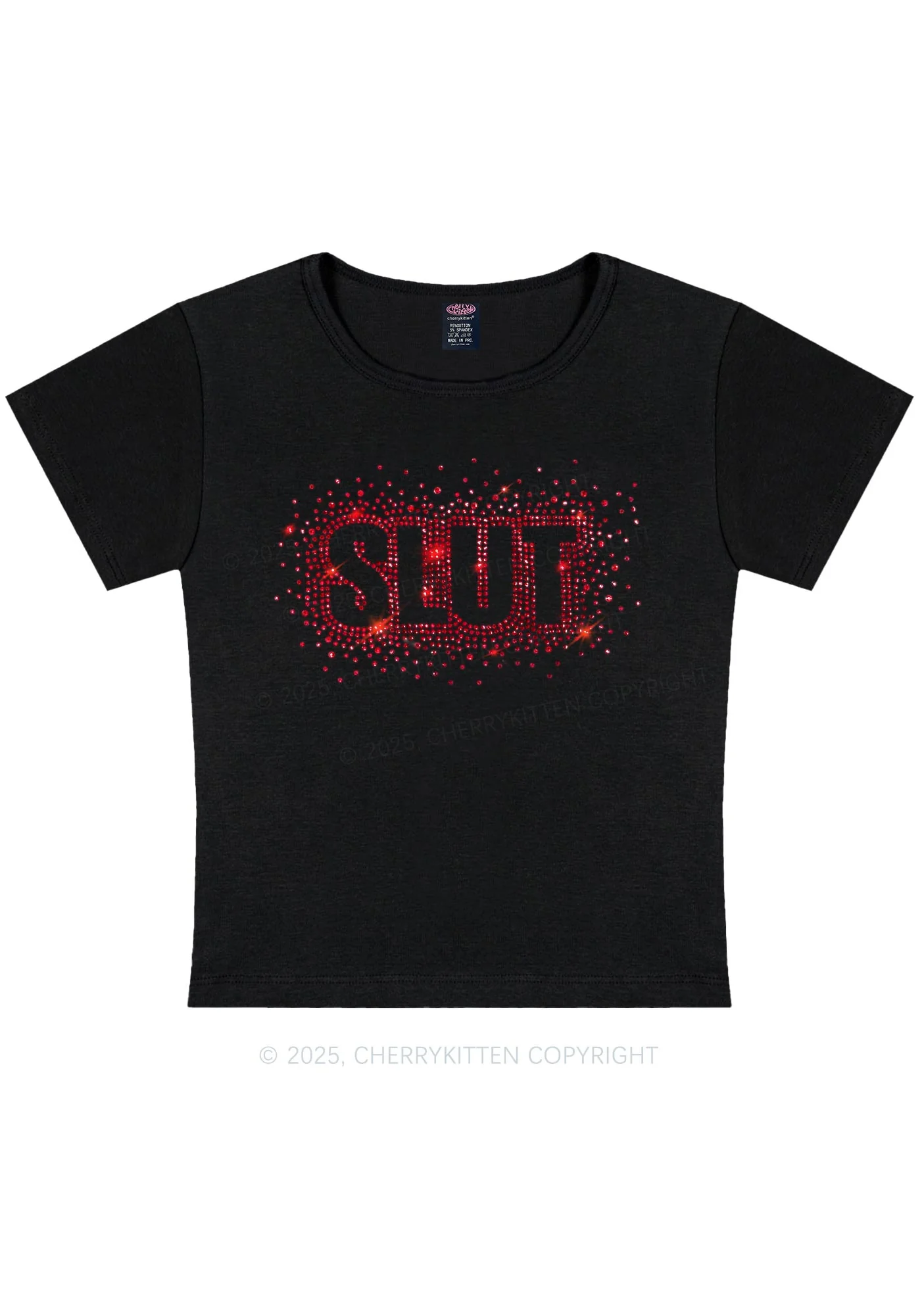 Rhinestone Special Slxt Y2K Baby Tee Cherrykitten - Image 5