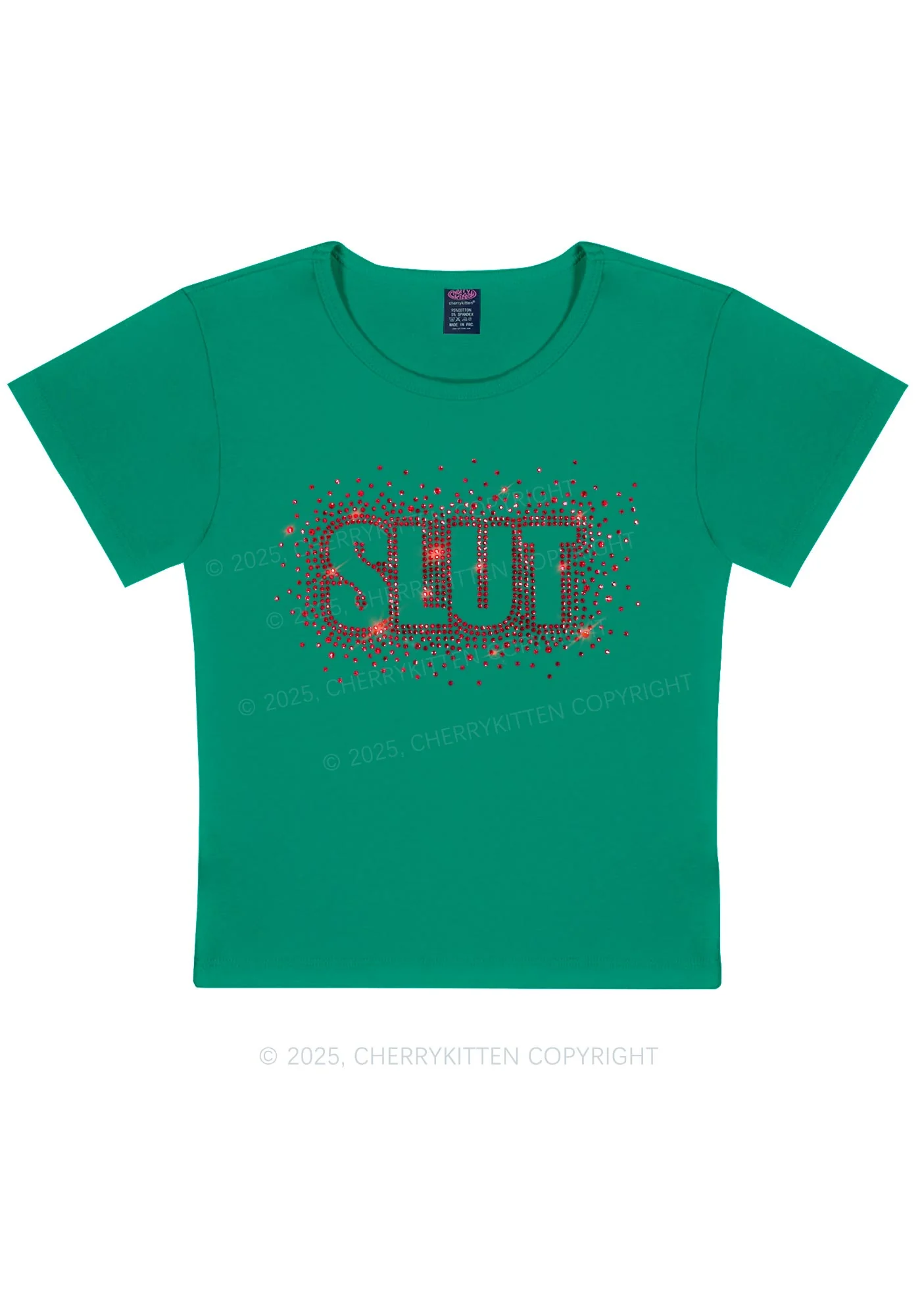 Rhinestone Special Slxt Y2K Baby Tee Cherrykitten - Image 9