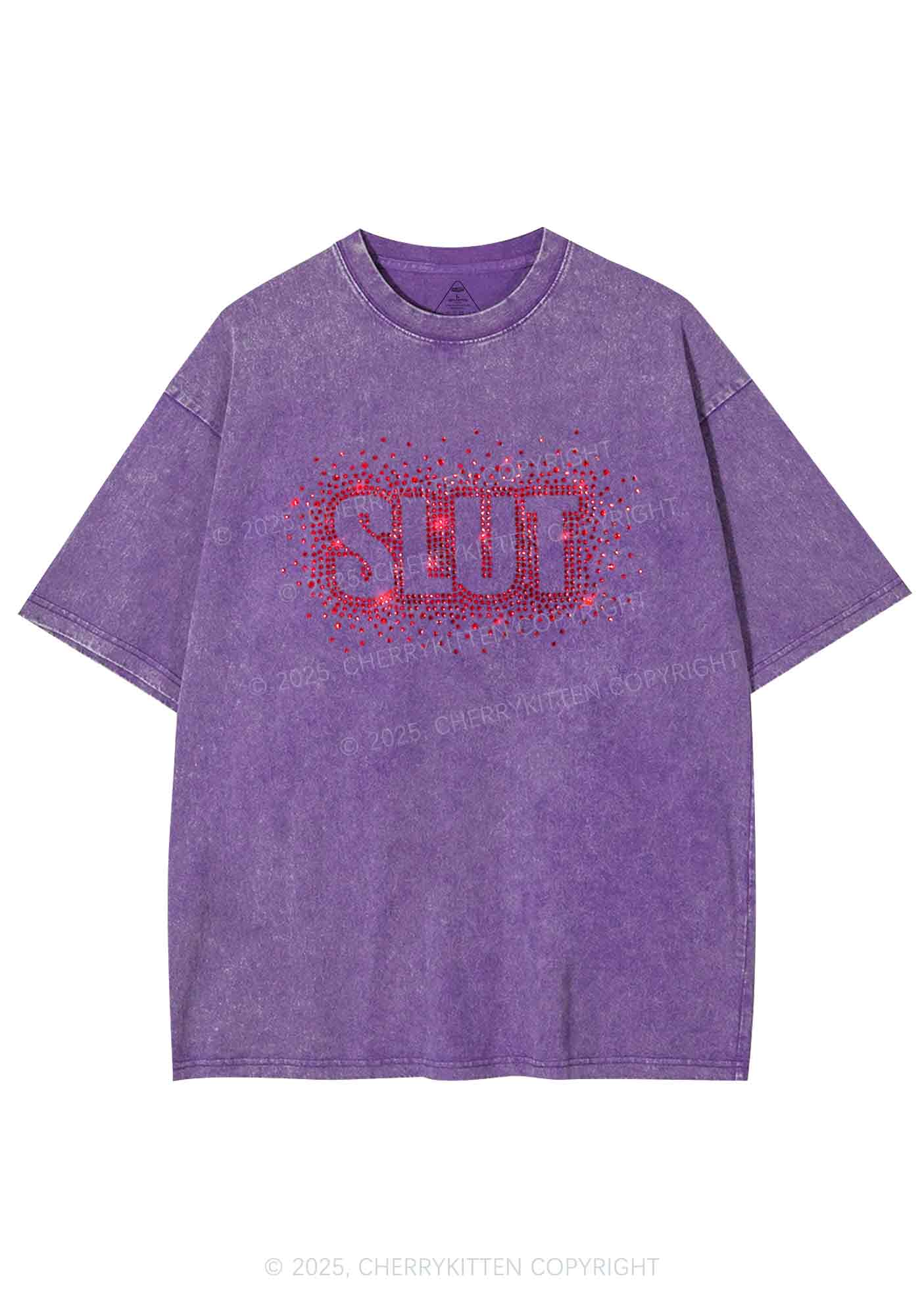 Rhinestone Special Slxt Y2K Shirts Washed Tee Cherrykitten - Image 5