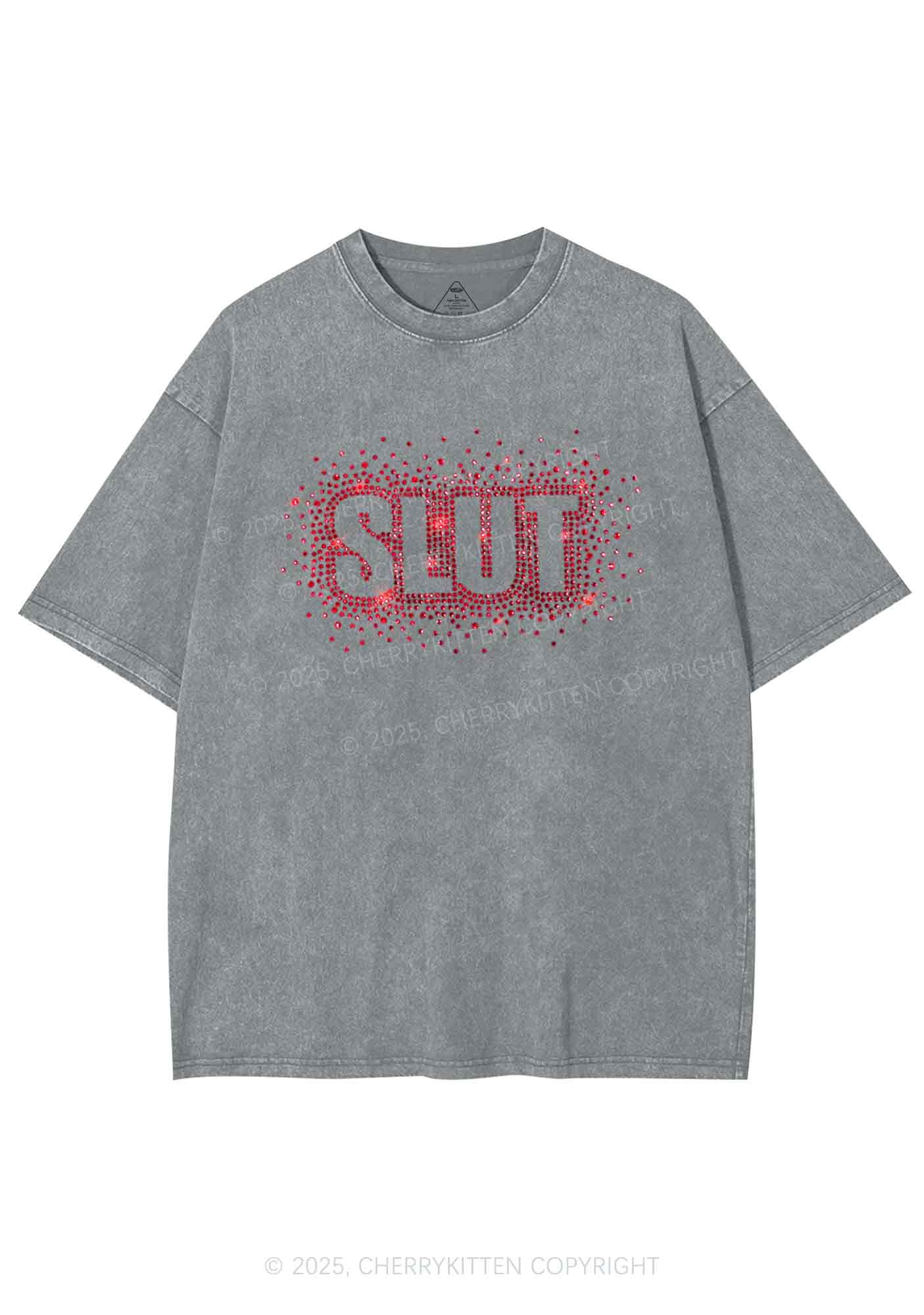 Rhinestone Special Slxt Y2K Shirts Washed Tee Cherrykitten - Image 6