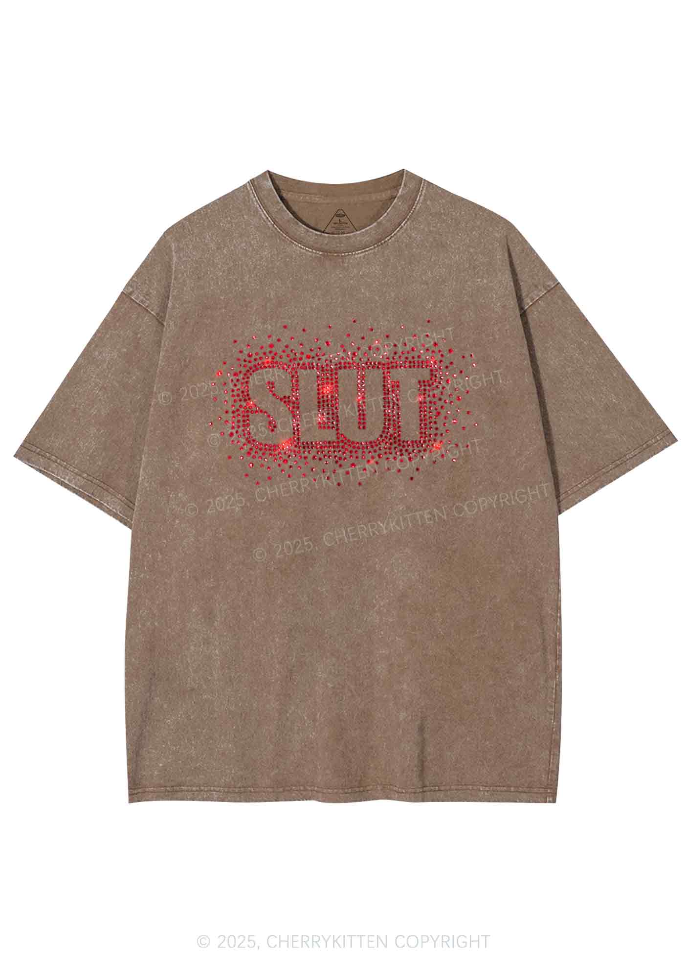Rhinestone Special Slxt Y2K Shirts Washed Tee Cherrykitten - Image 7
