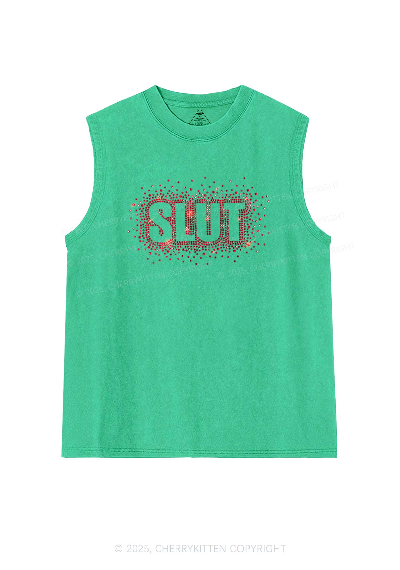 Rhinestone Special Slxt Y2K Washed Muscle Tank Cherrykitten - Image 4