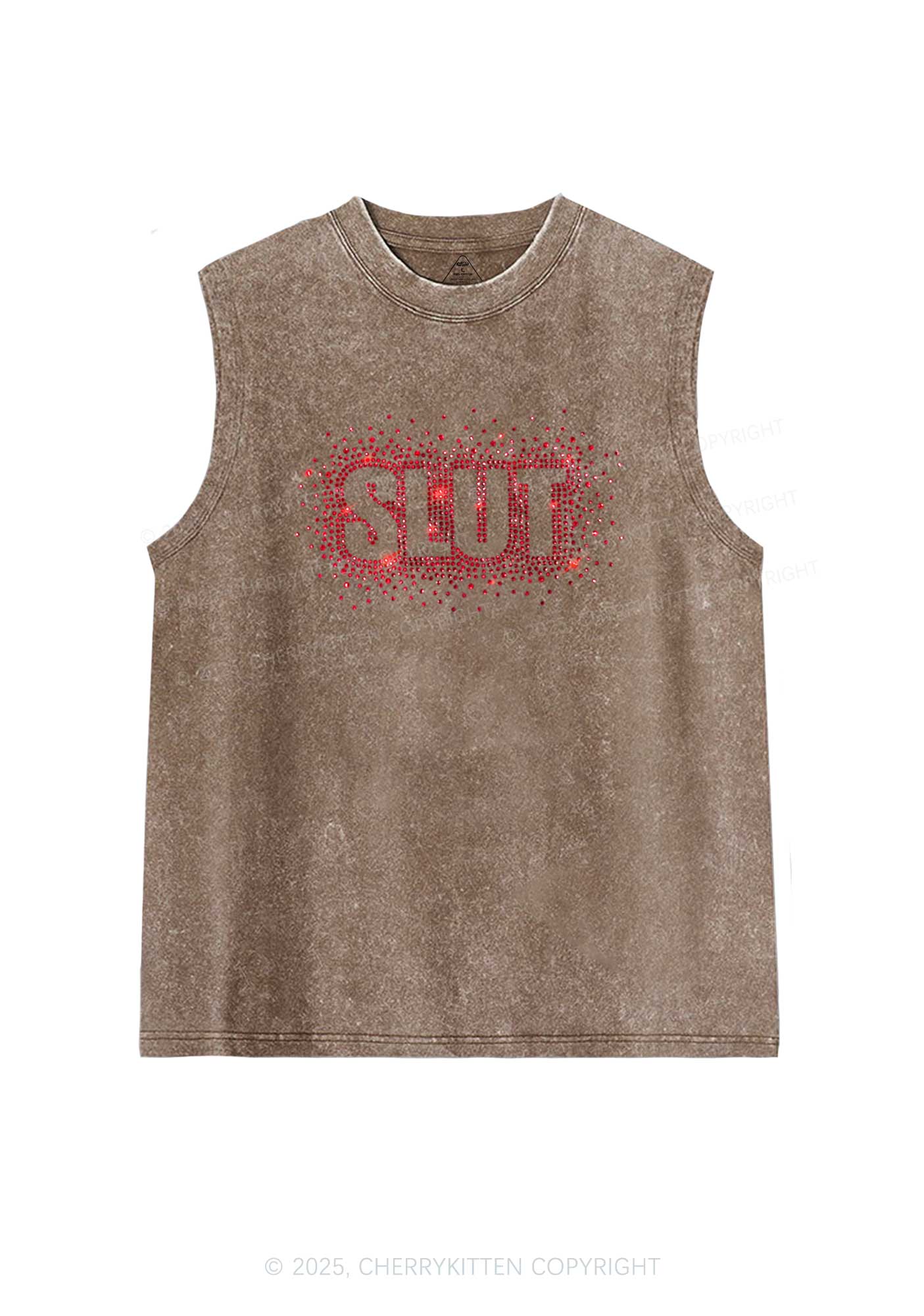 Rhinestone Special Slxt Y2K Washed Muscle Tank Cherrykitten - Image 6