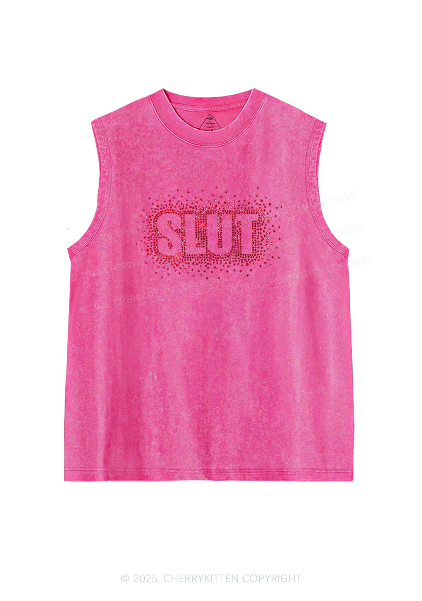 Rhinestone Special Slxt Y2K Washed Muscle Tank Cherrykitten - Image 7