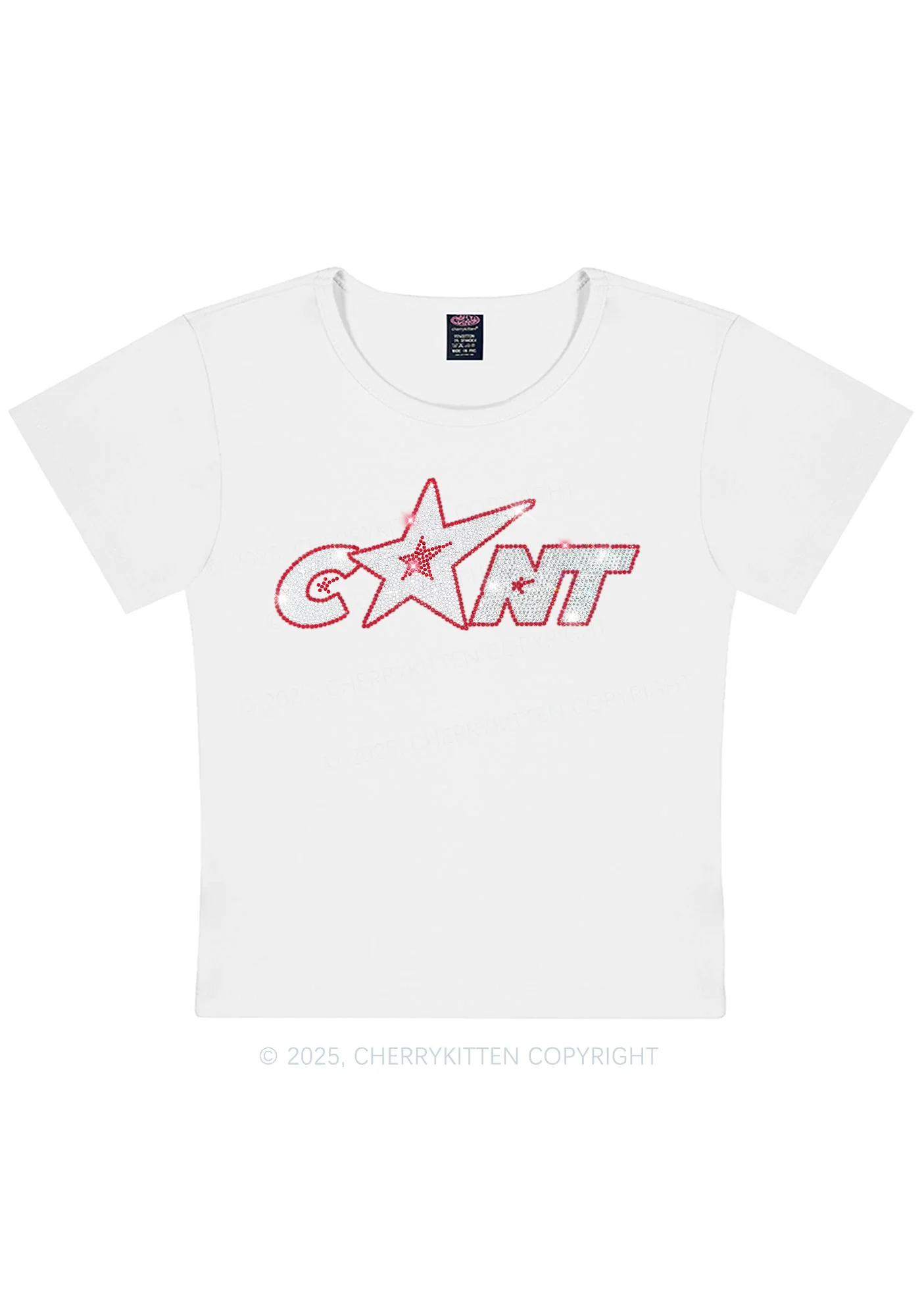 Rhinestone Star Cxxt Y2K Baby Tee Cherrykitten - Image 4