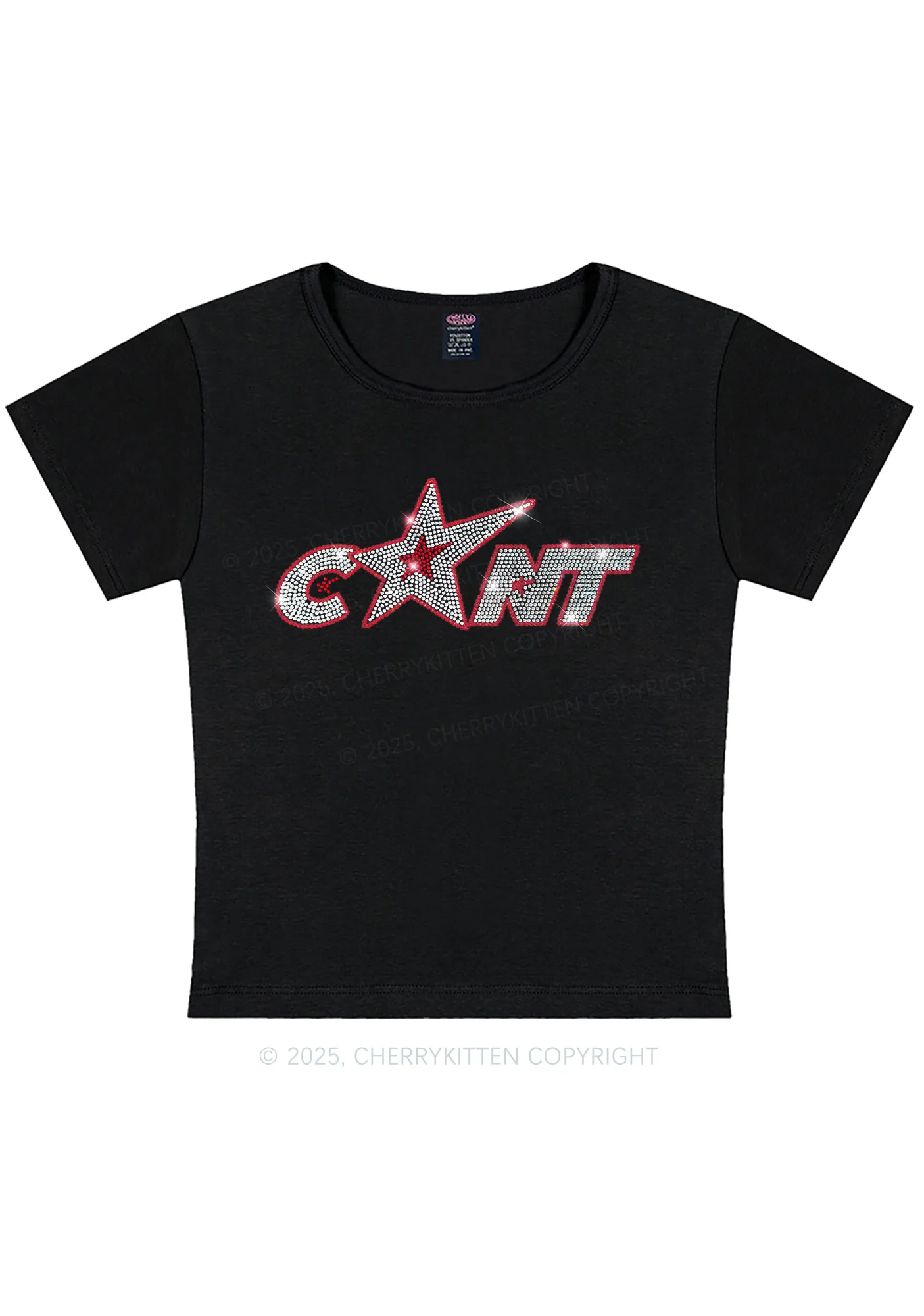 Rhinestone Star Cxxt Y2K Baby Tee Cherrykitten - Image 5