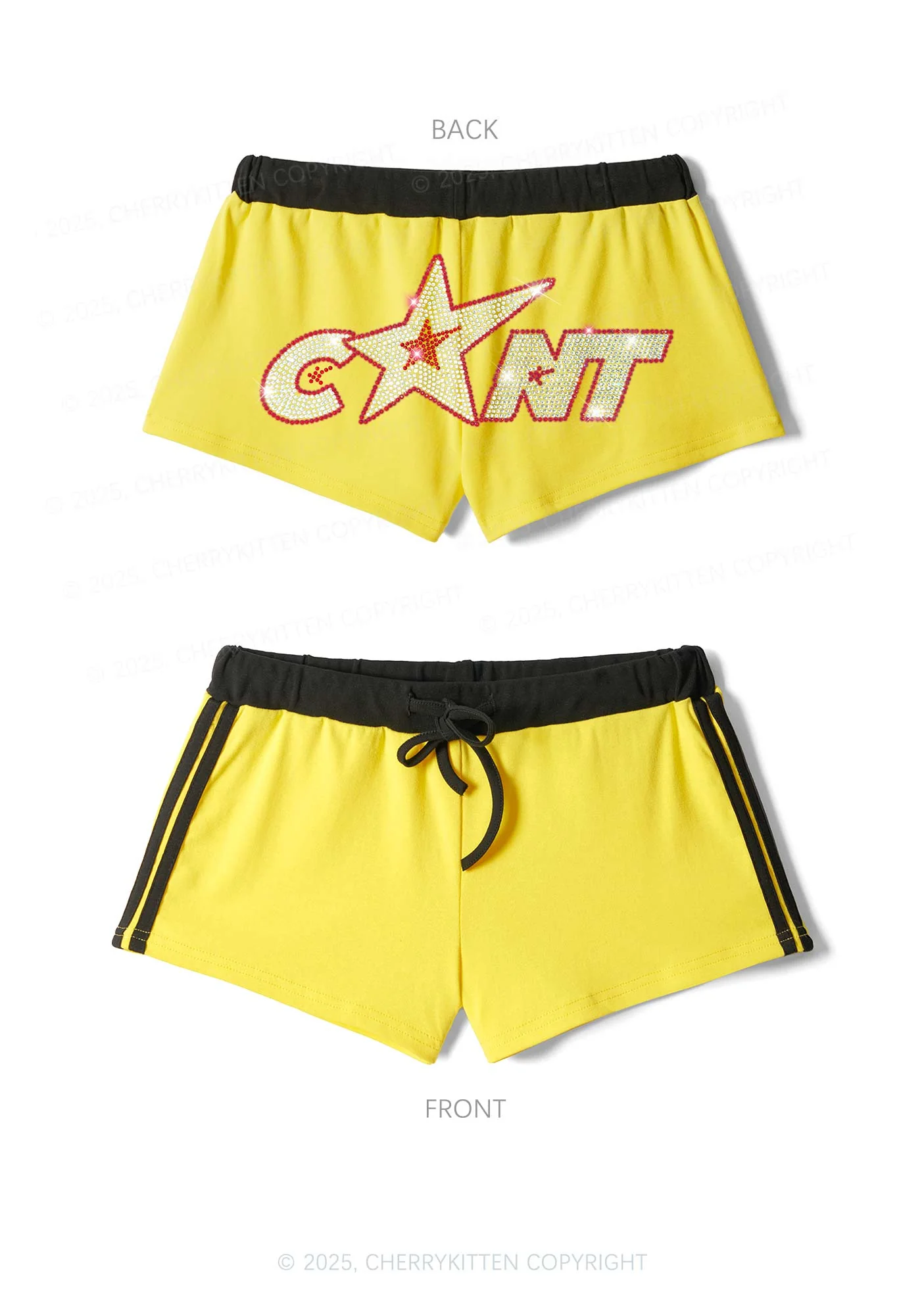 Rhinestone Star Cxxt Y2K Drawstring Mini Shorts Cherrykitten - Image 4