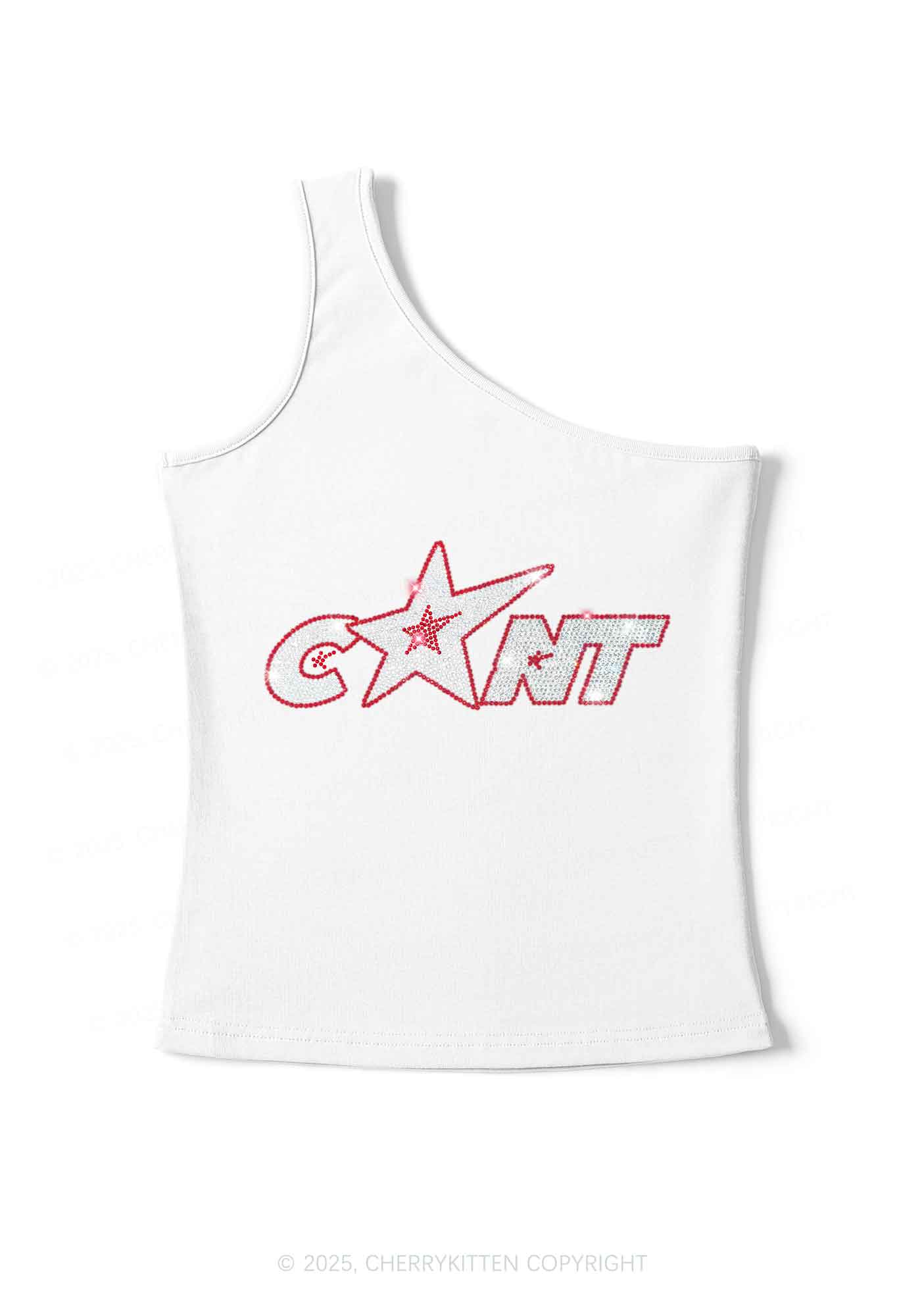 Rhinestone Star Cxxt Y2K One Shoulder Tank Top Cherrykitten - Image 2
