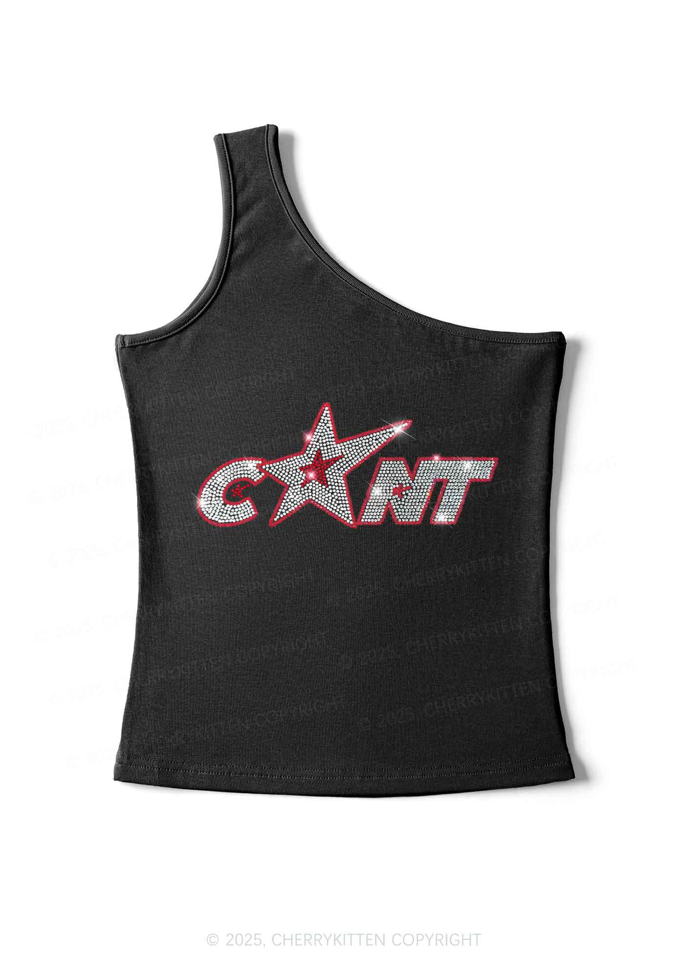 Rhinestone Star Cxxt Y2K One Shoulder Tank Top Cherrykitten - Image 3